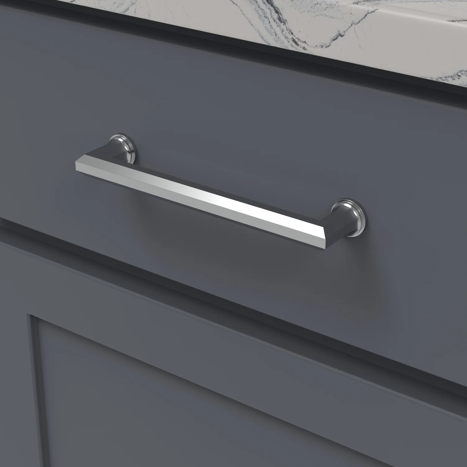 Facette Pull 6-5/16 Inch (160mm) Center to Center Chrome Finish - Image 2