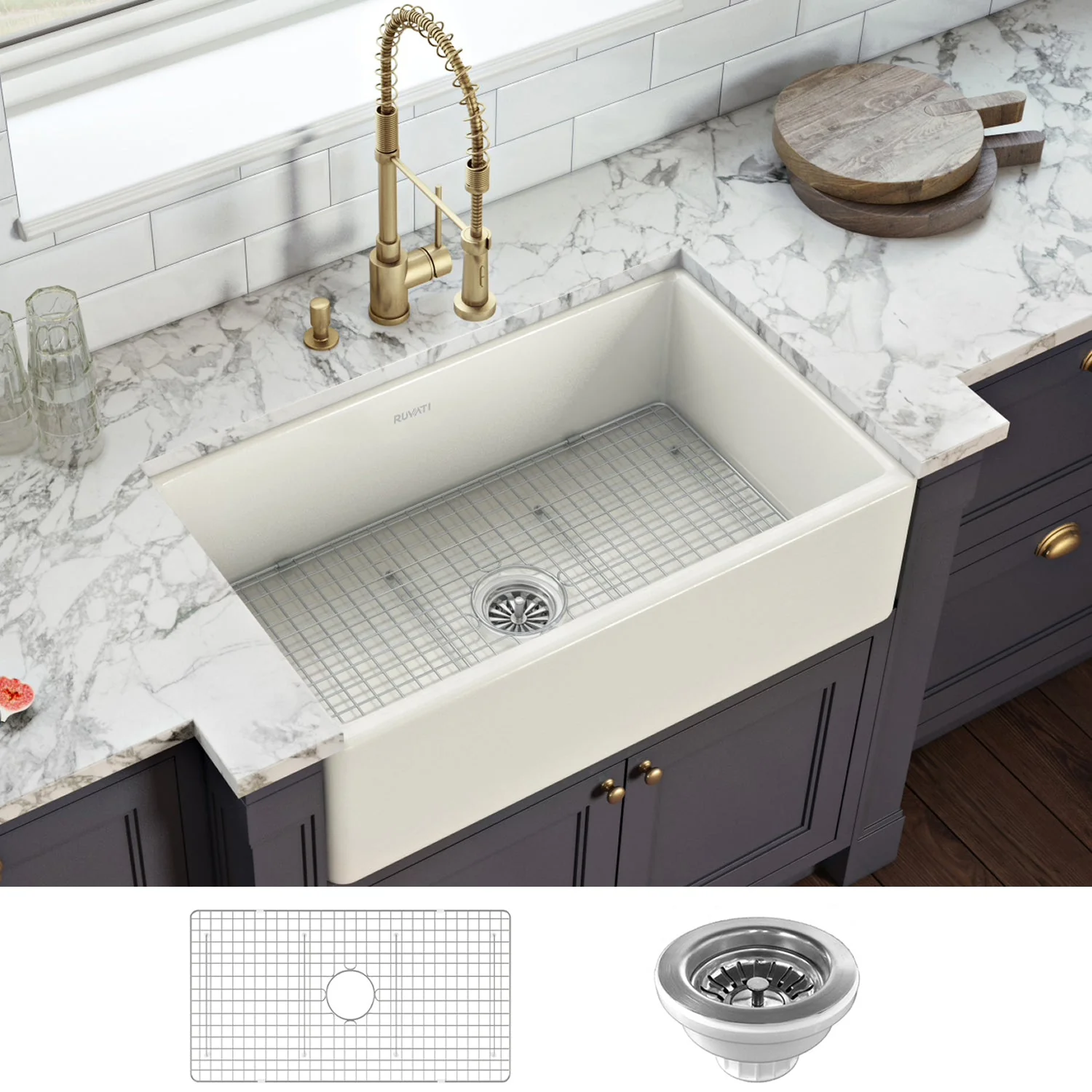 Fireclay Farmhouse 30x20 Reversible SB Biscuit - Image 3