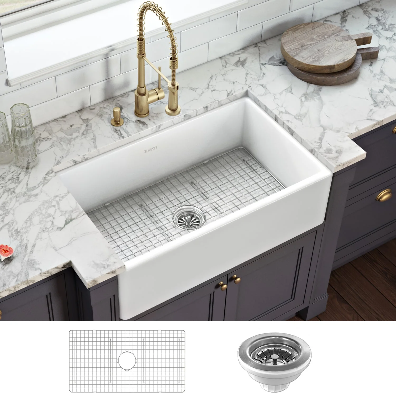 Fireclay Farmhouse 30x20 Reversible SB White - Image 3