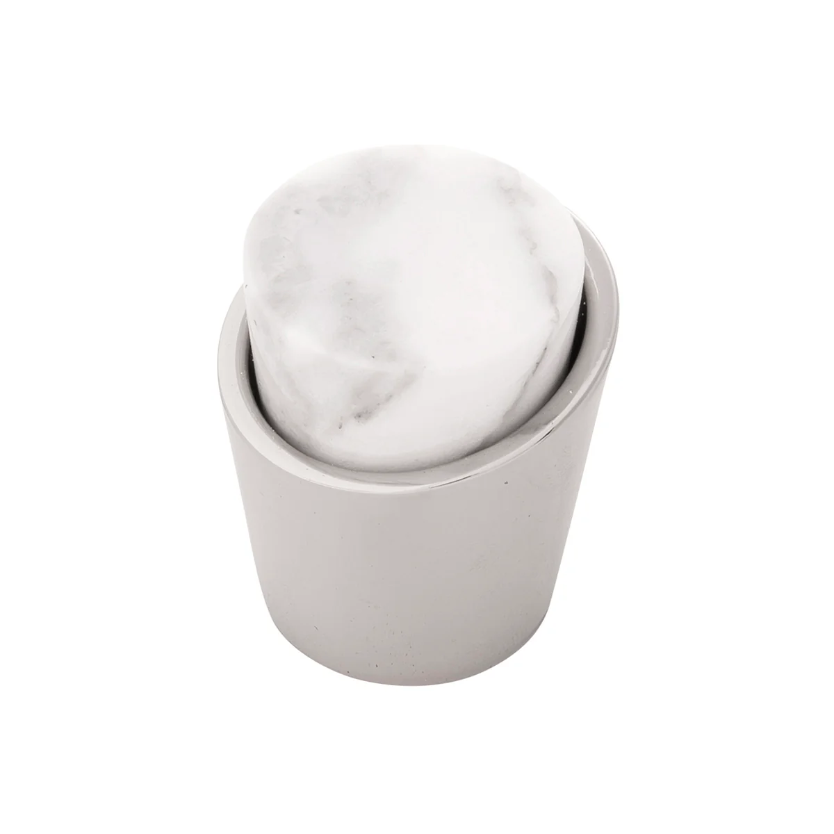 Firenze Knob 1-1/4 Inch Diameter White Marble with Polished Nickel Finish