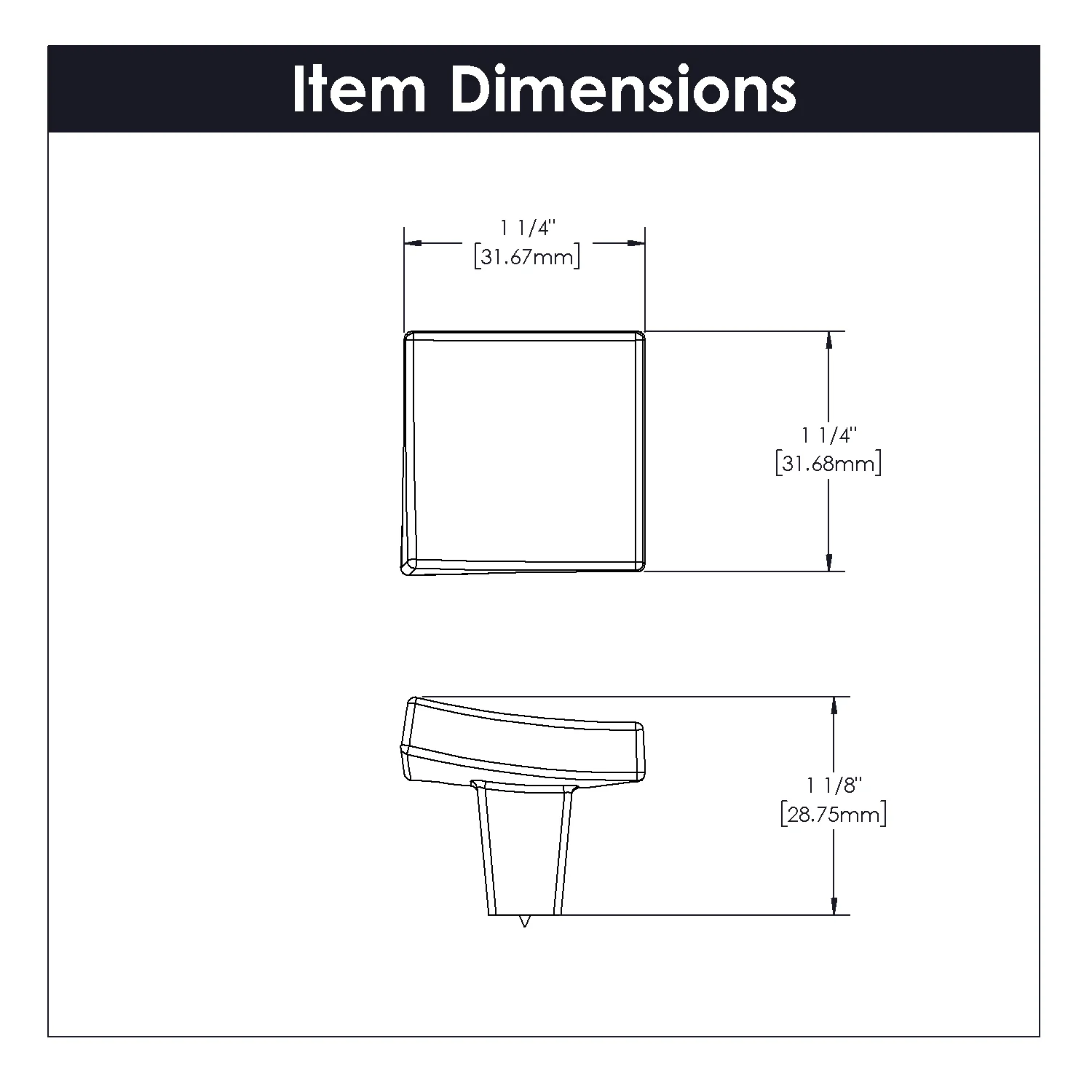 Flex Knob 1-1/4 Inch Square Satin Nickel Finish - Image 3