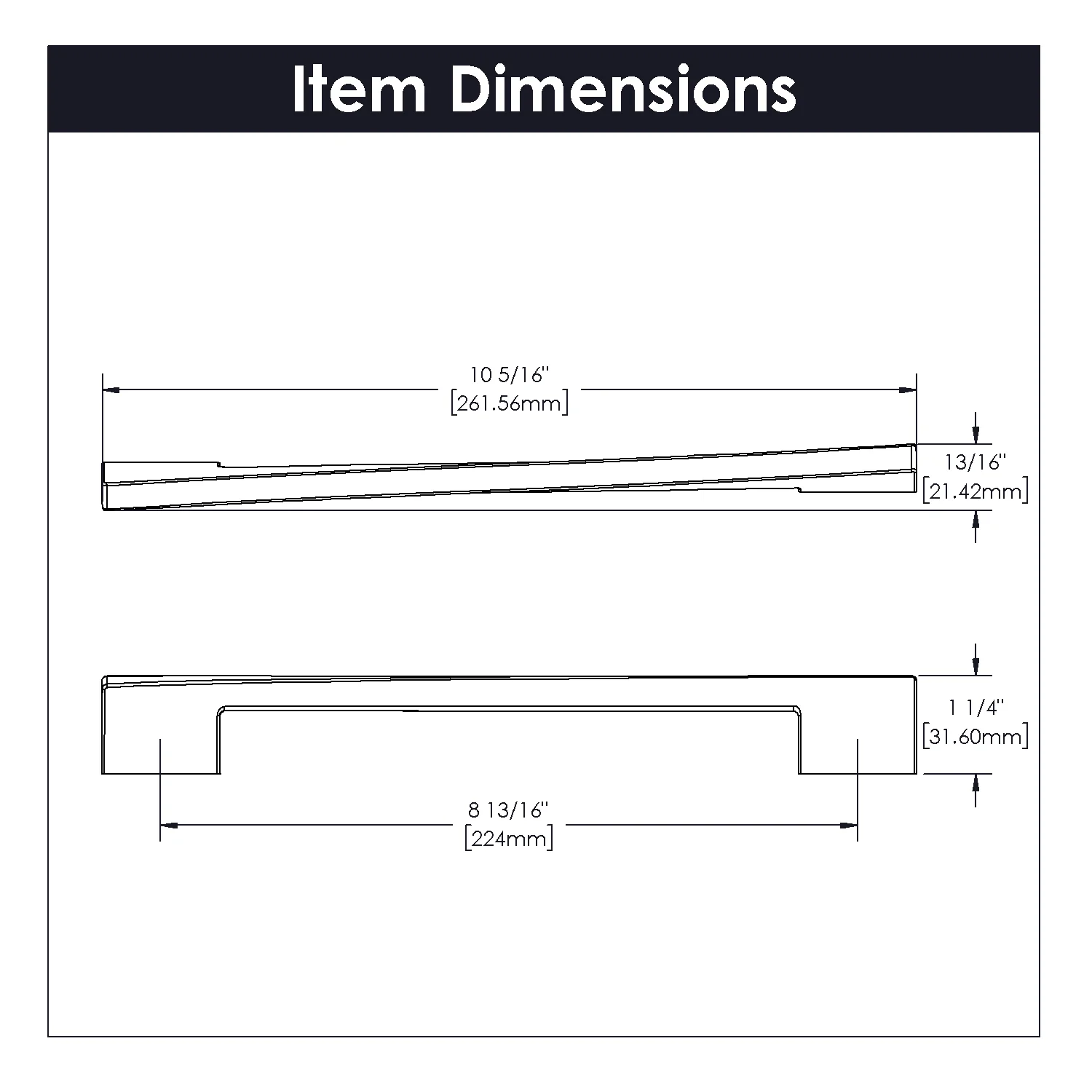 Flex Pull 8-13/16 Inch (224mm) Center to Center Matte Black Finish - Image 2