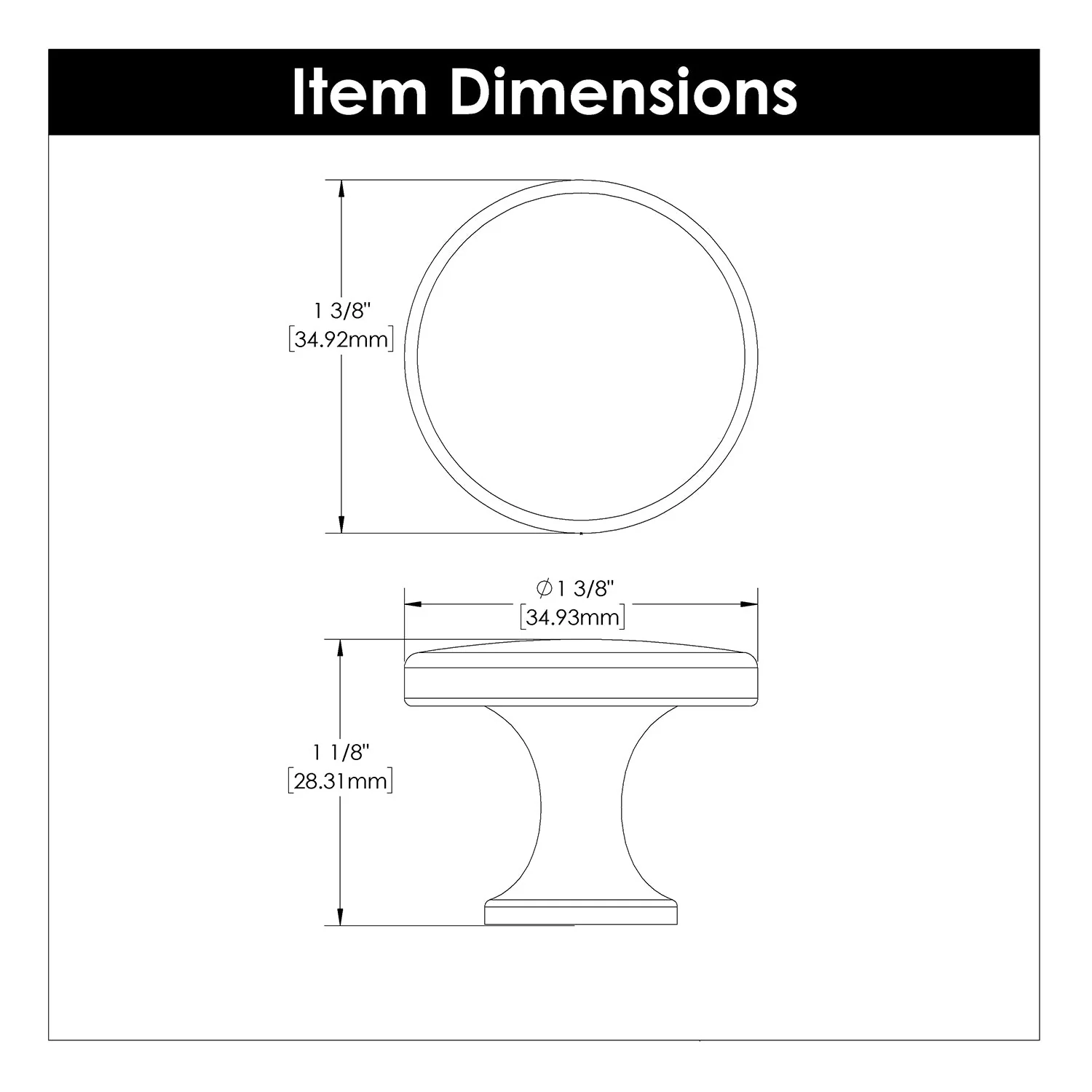 Forge Knob 1-3/8 Inch Diameter Black Iron Finish - Image 3