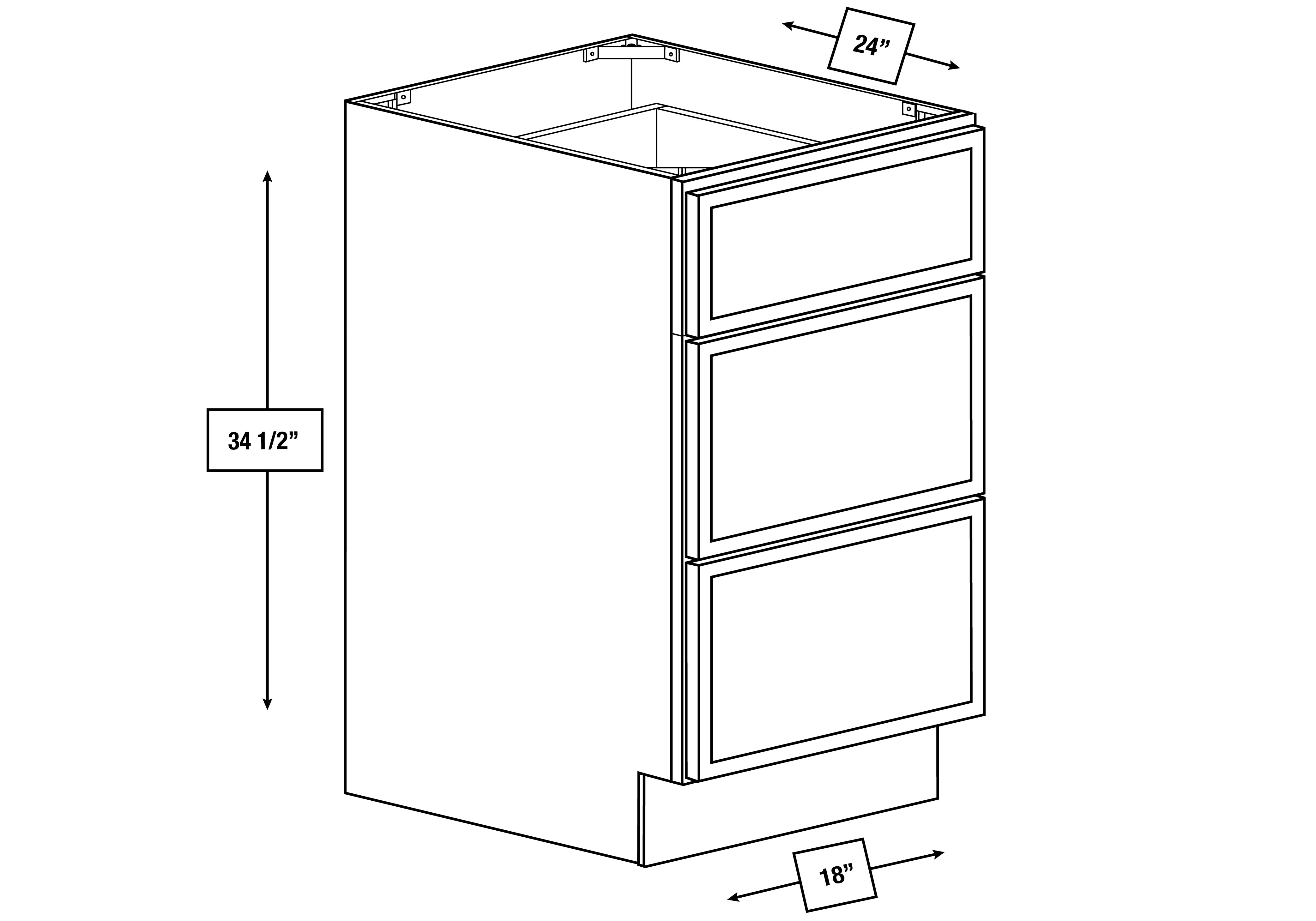 Franklin White Slim Shaker 18 in. 3-Drawer Base Cabinet