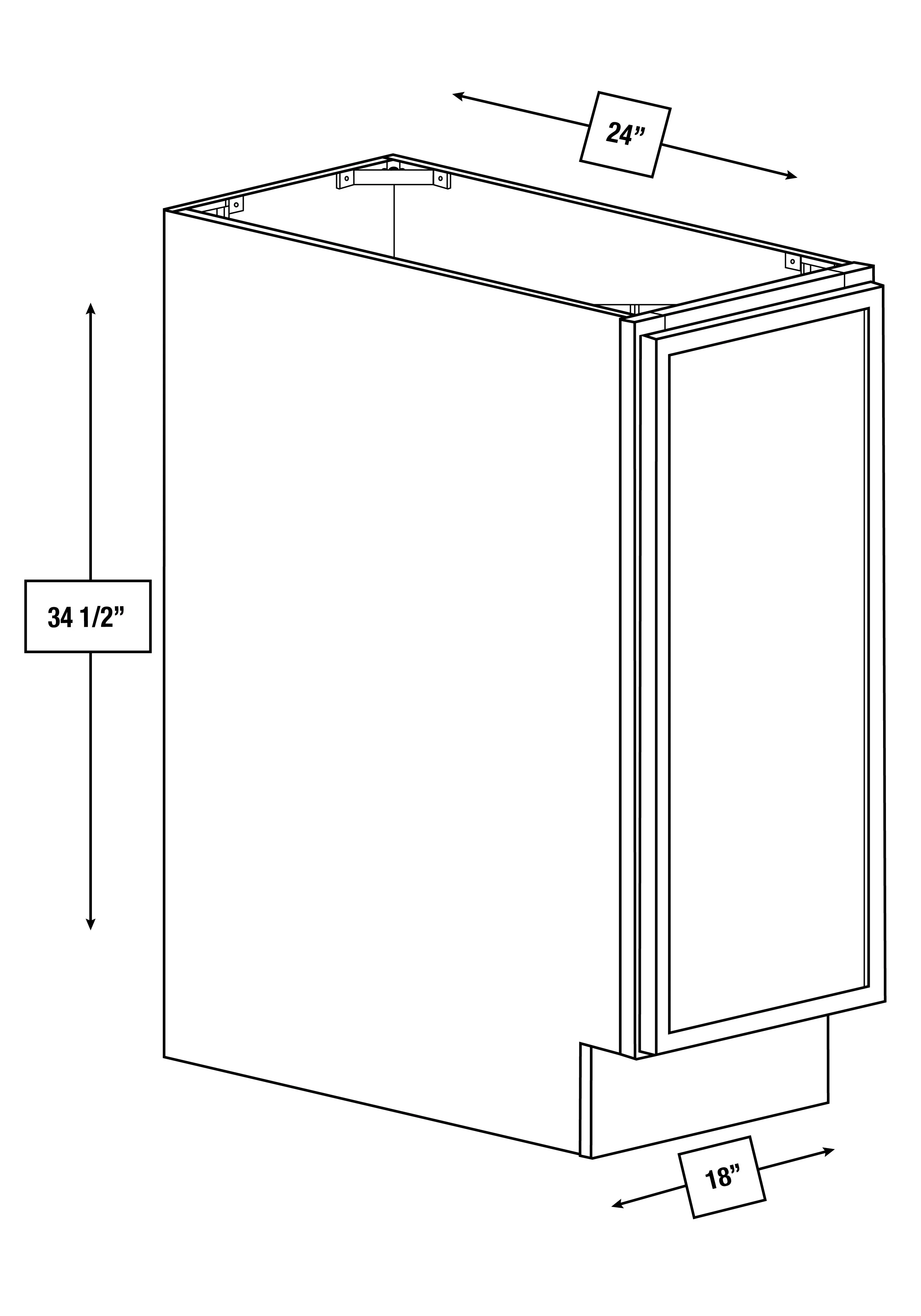 Franklin White Slim Shaker 18 in. Full Height Door Base Cabinet