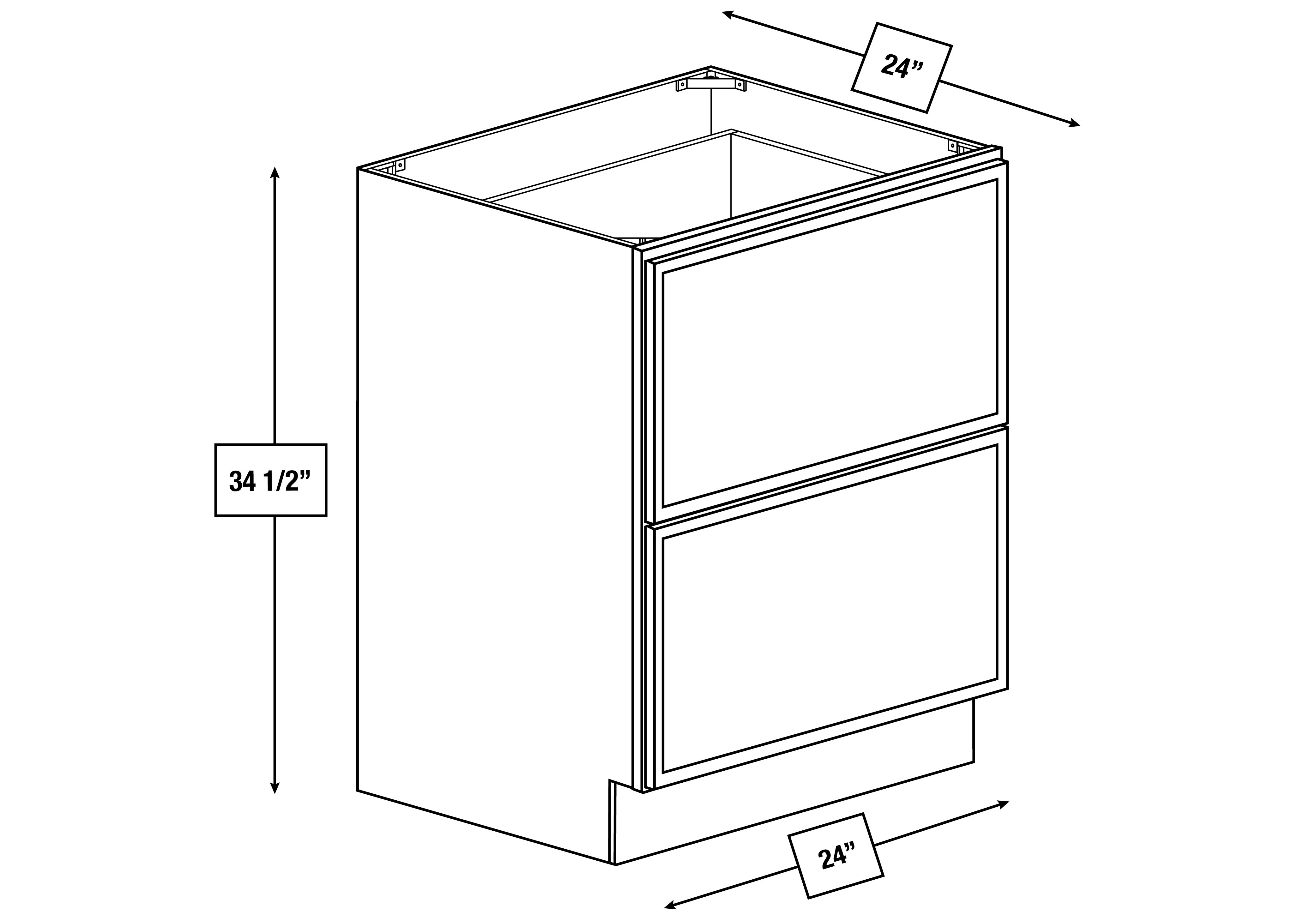 Franklin White Slim Shaker 24 in. 2-Drawer Base Cabinet