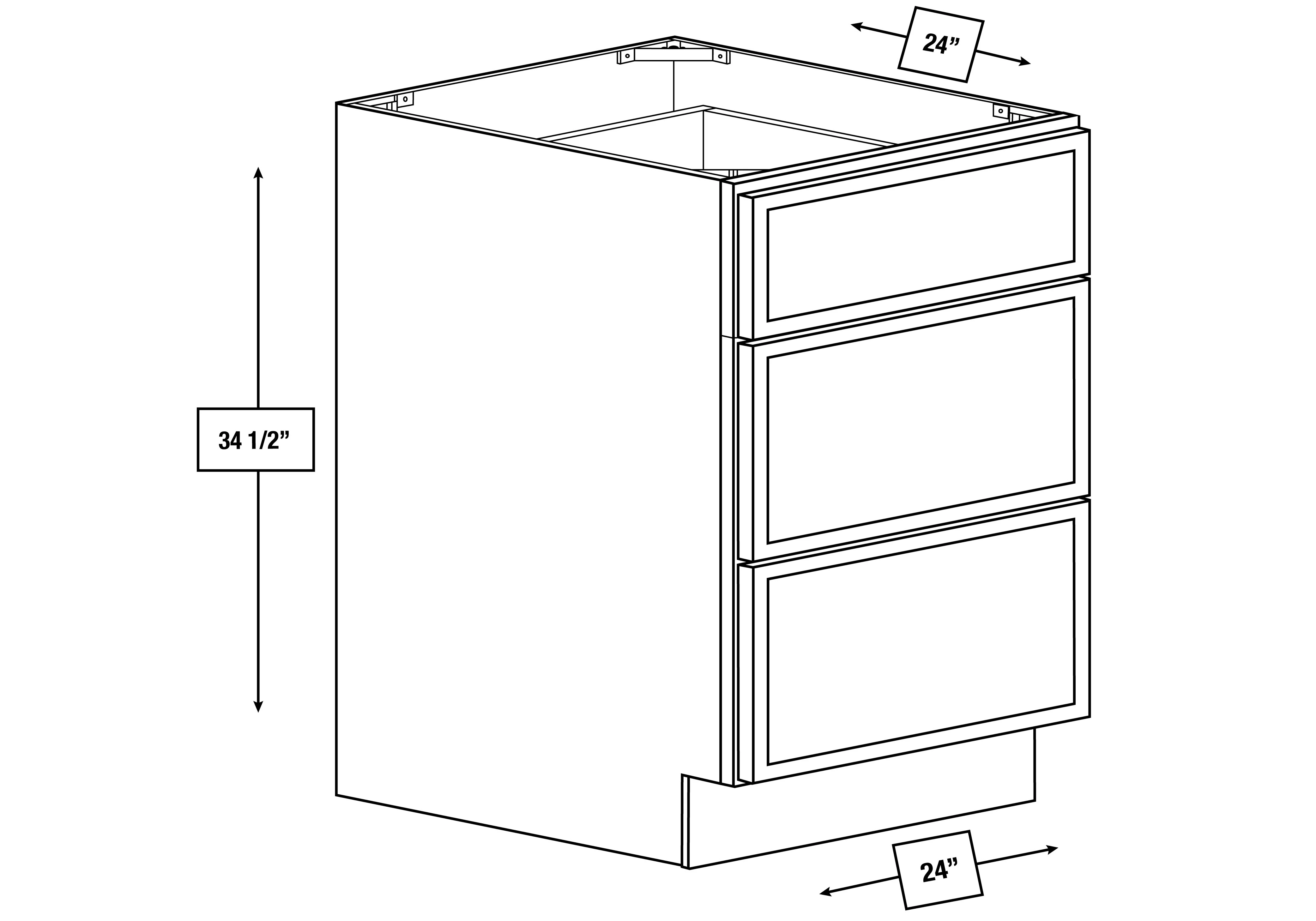 Franklin White Slim Shaker 24 in. 3-Drawer Base Cabinet