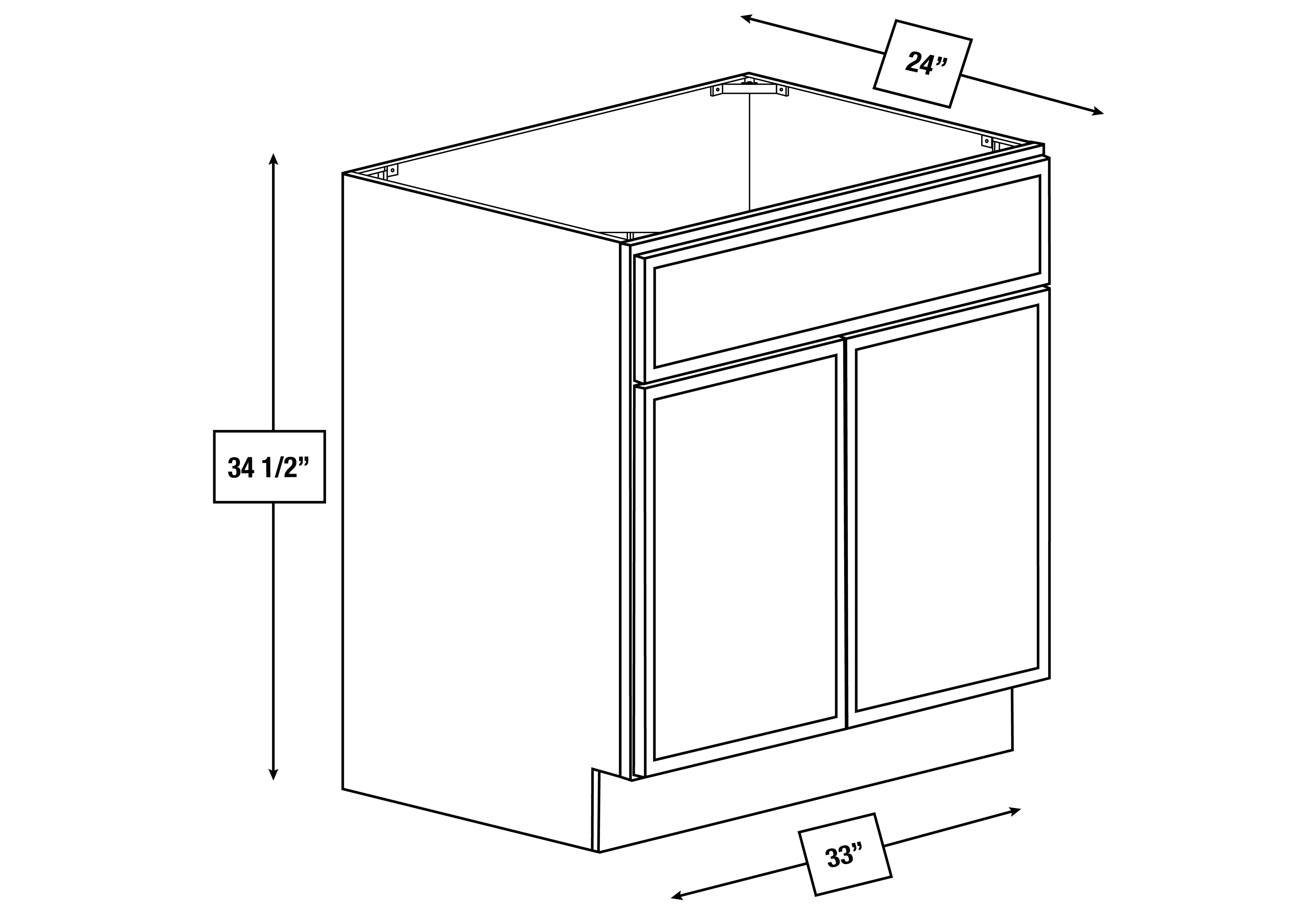 Franklin White Slim Shaker 33 in. Sink Base Cabinet