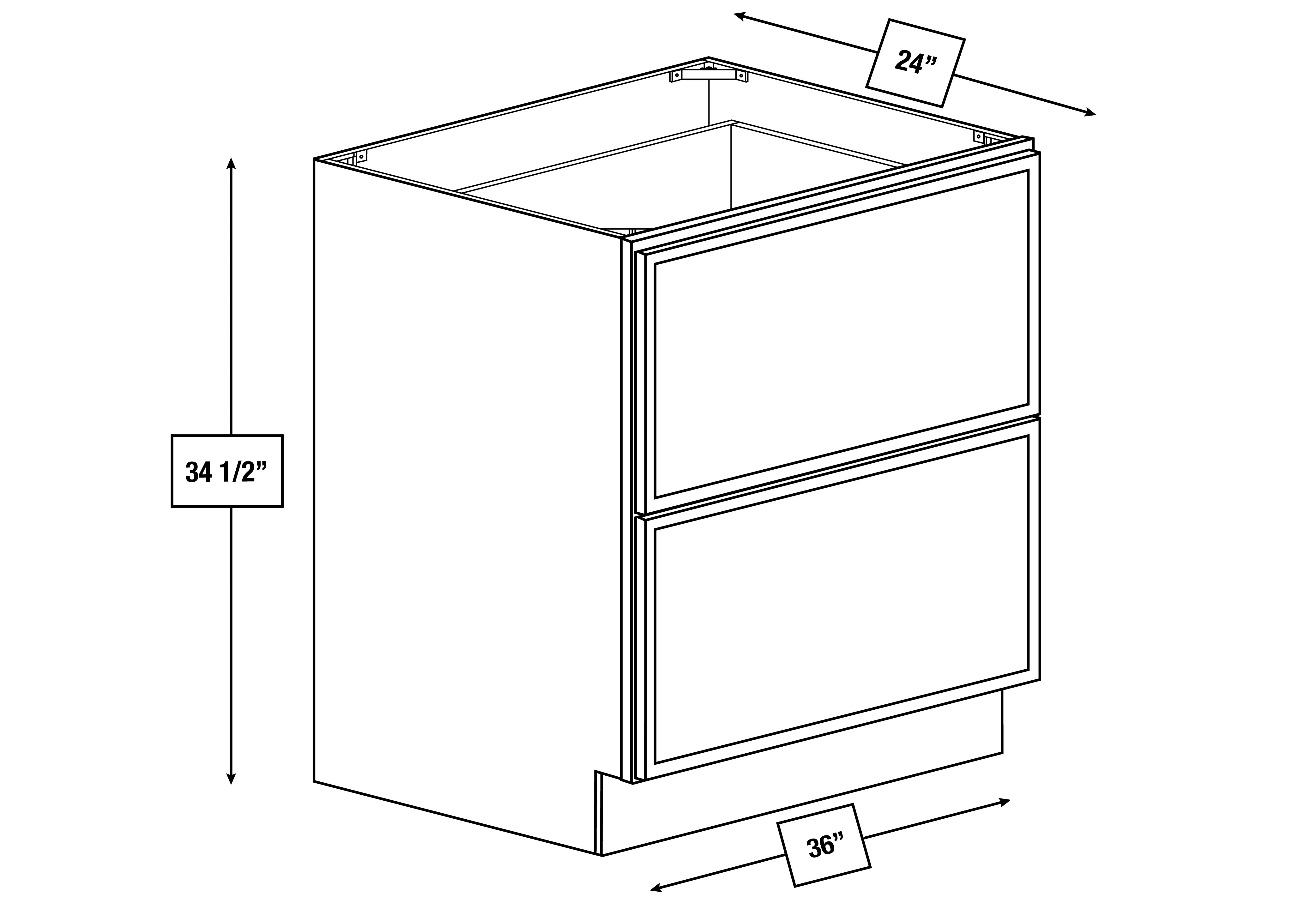 Franklin White Slim Shaker 36 in. 2-Drawer Base Cabinet