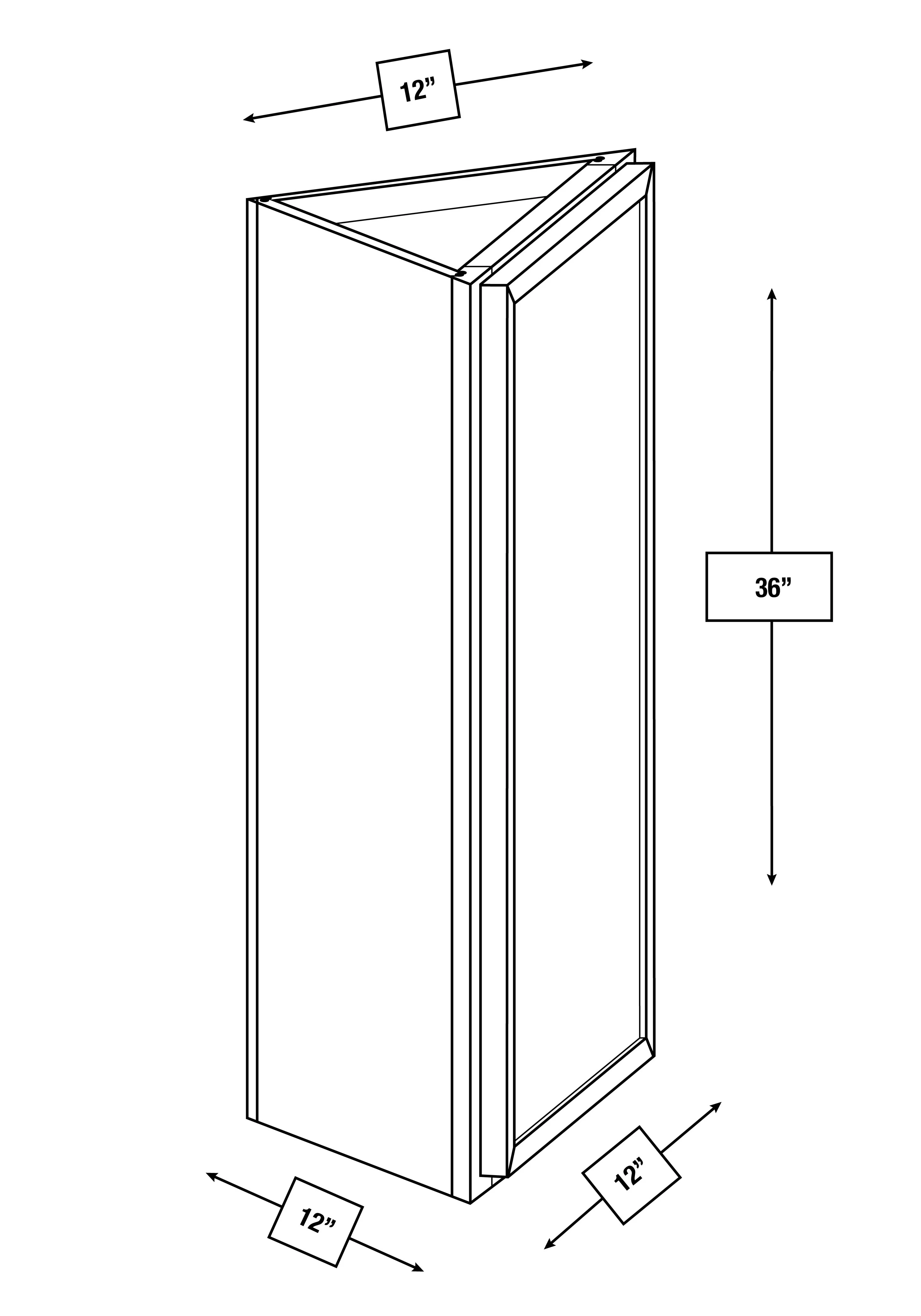 Franklin White Slim Shaker Wall Angle Cabinet 12 in. x 12 in. x 36 in.