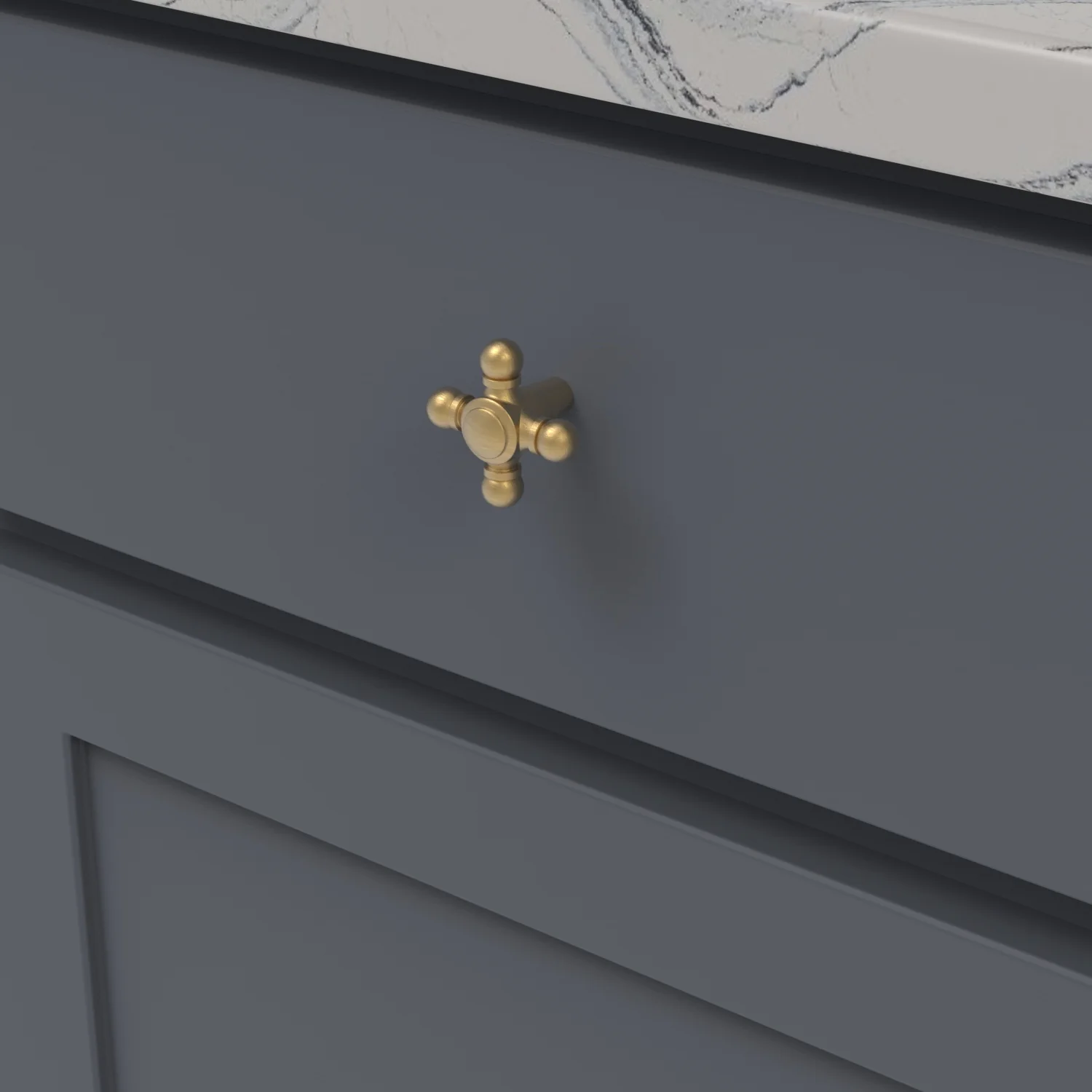 Fuller Knob 1-11/16 Inch x 1-11/16 Inch Brushed Golden Brass Finish - Image 2