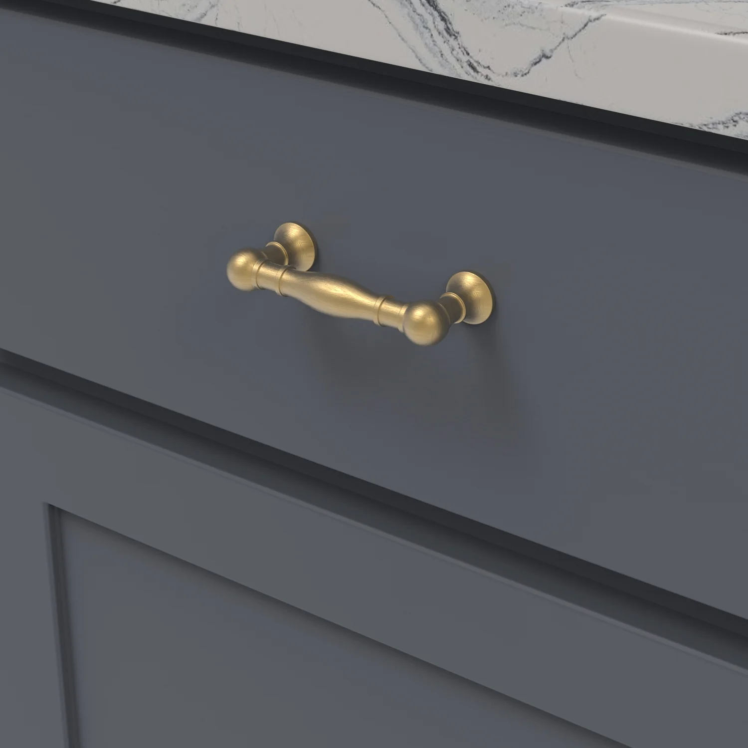 Fuller Pull 3 Inch Center to Center Brushed Golden Brass Finish - Image 2