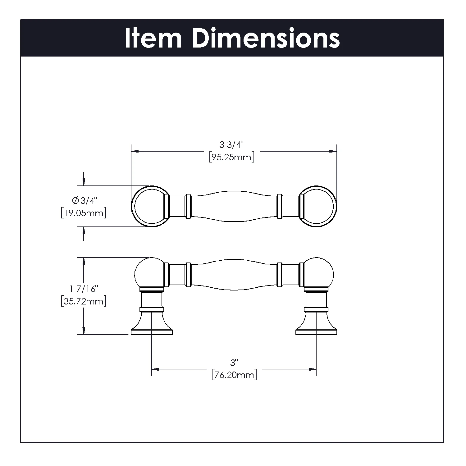 Fuller Pull 3 Inch Center to Center Stainless Steel Finish - Image 4