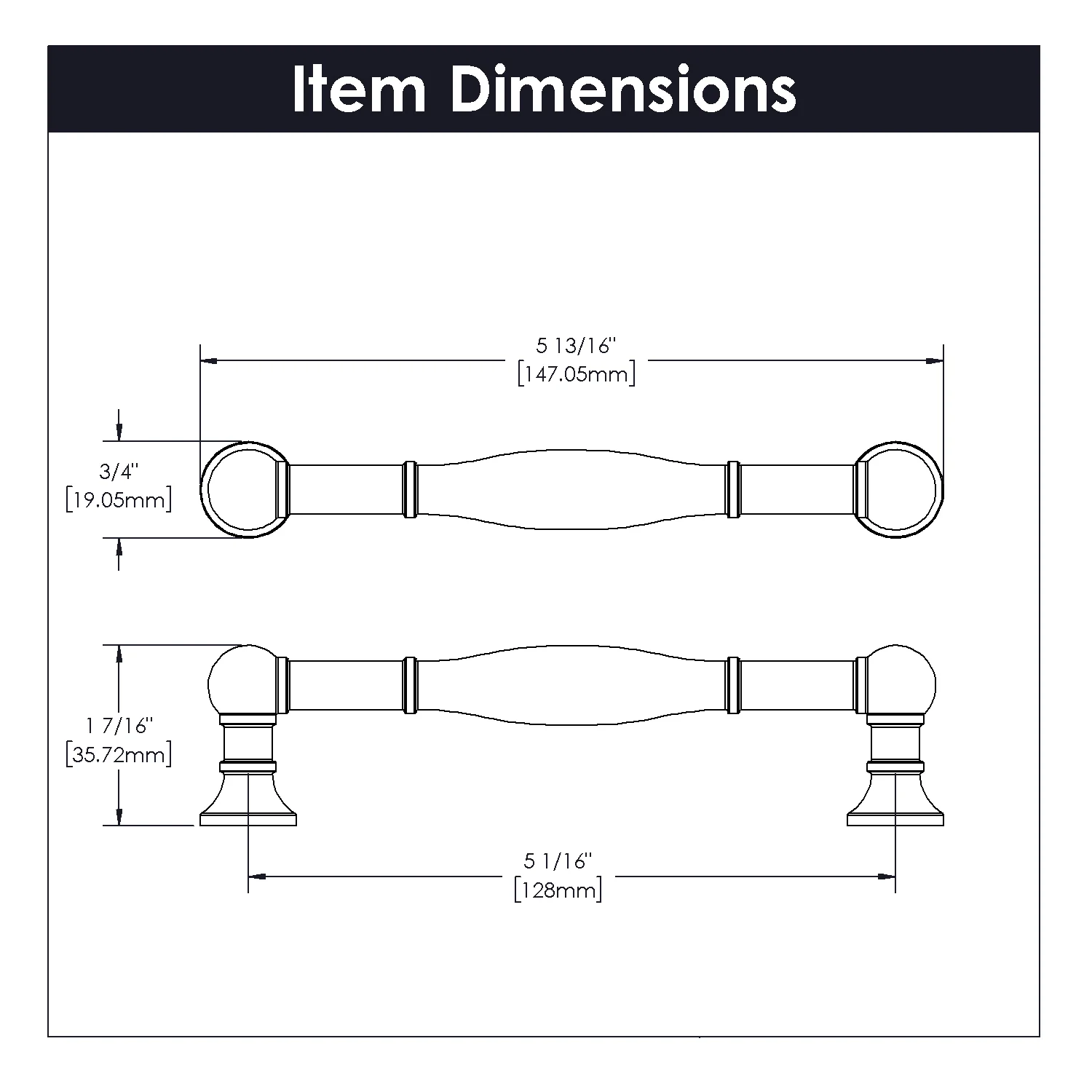 Fuller Pull 5-1/16 Inch (128mm) Center to Center Vintage Bronze Finish - Image 4