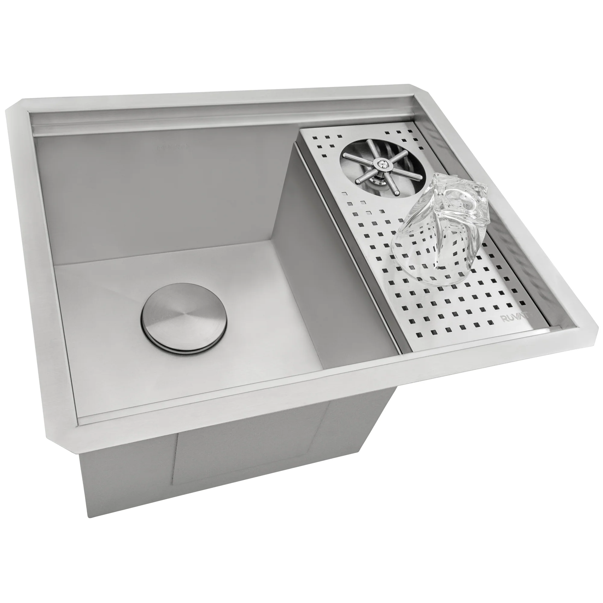 Glass Rinser and Sink Combo 22 '' Workstation for Wet Bar Bottle Washer Undermount - Image 2