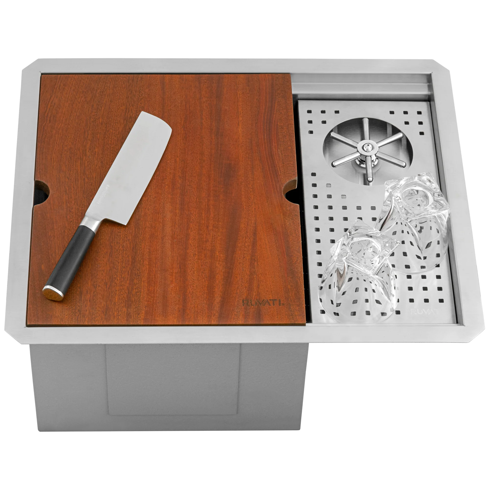 Glass Rinser and Sink Combo 22 '' Workstation for Wet Bar Bottle Washer Undermount - Image 4