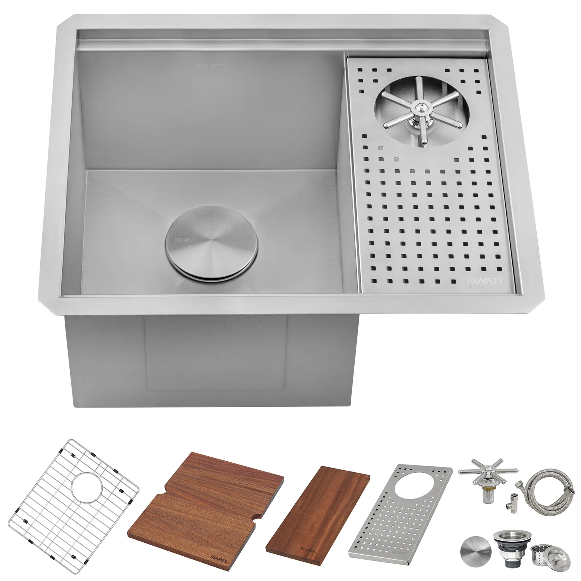 Glass Rinser and Sink Combo 22 '' Workstation for Wet Bar Bottle Washer Undermount - Image 5