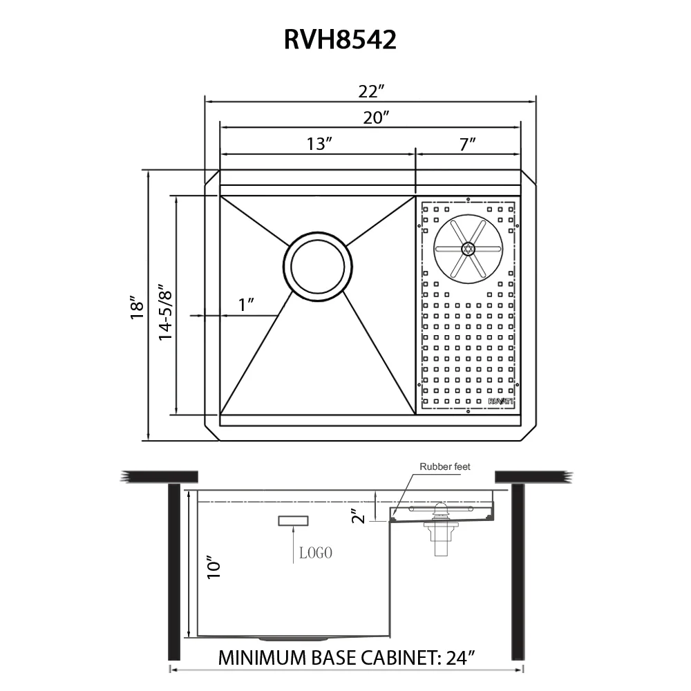 Glass Rinser and Sink Combo 22 '' Workstation for Wet Bar Bottle Washer Undermount - Image 6
