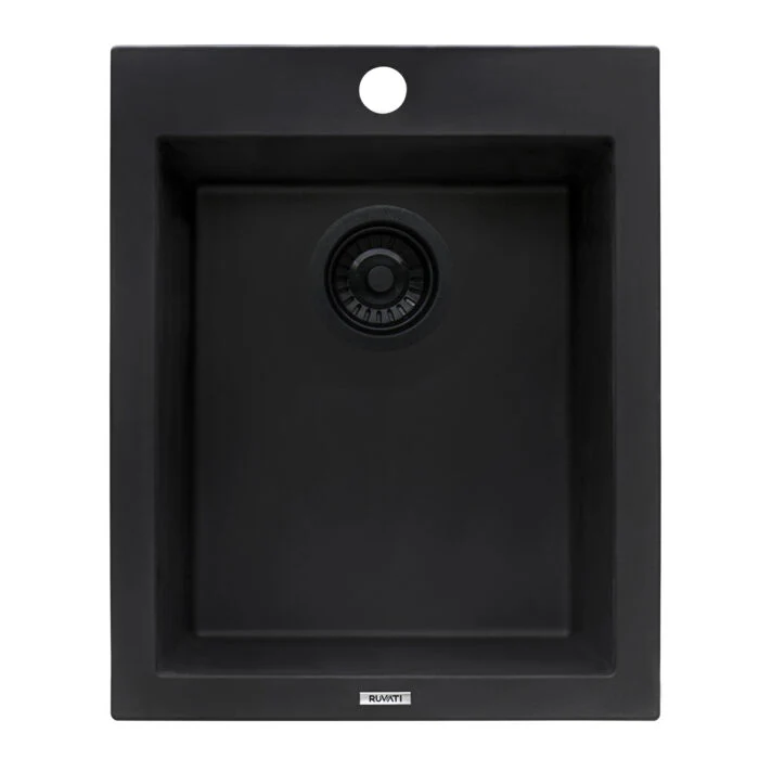 Granite Topmount 16x20 Single Basin Sink Midnight Black