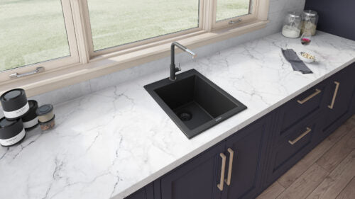Granite Topmount 16x20 Single Basin Sink Midnight Black - Image 4