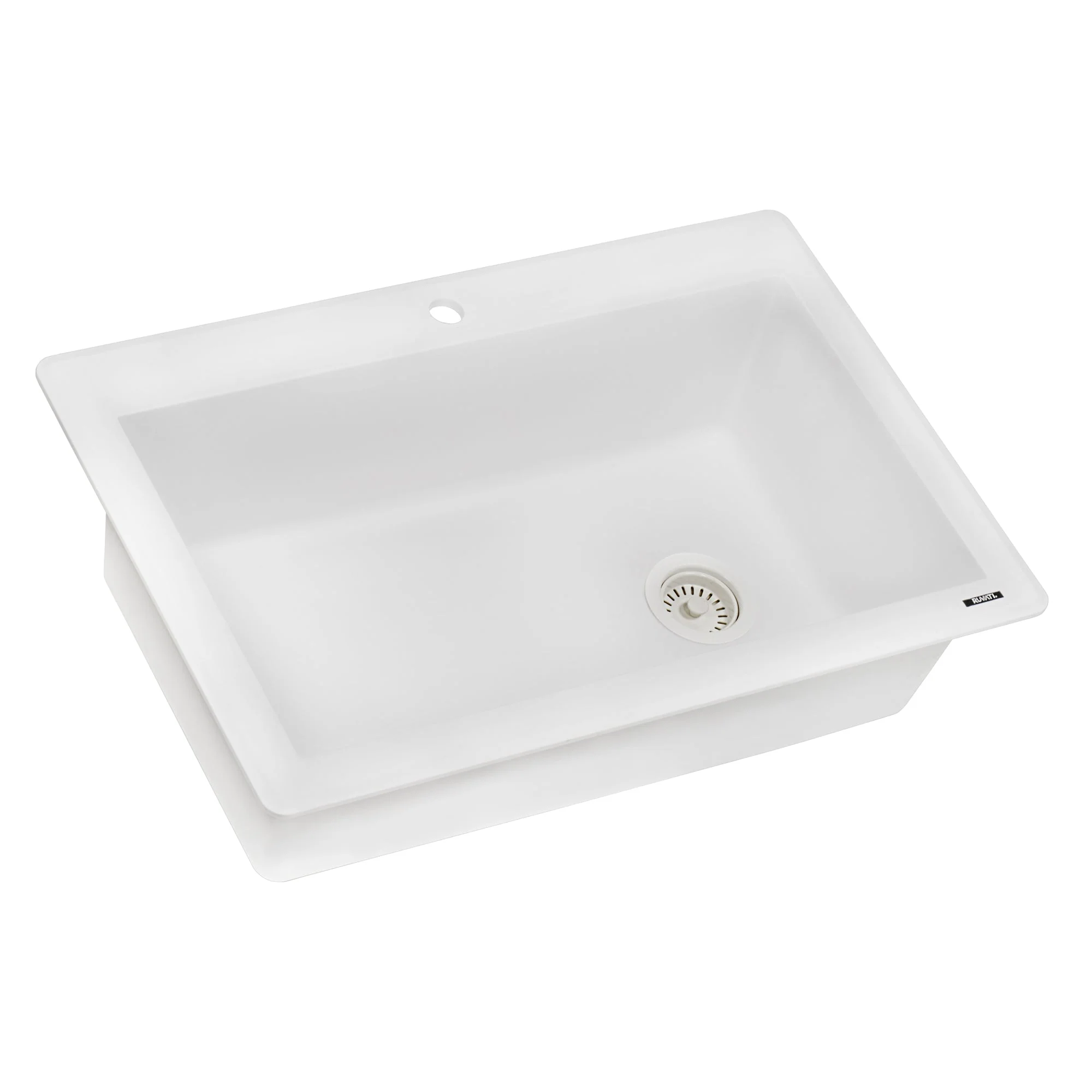 Granite Topmount 33x22 Offset Drain Single Basin Sink Arctic White - Image 2