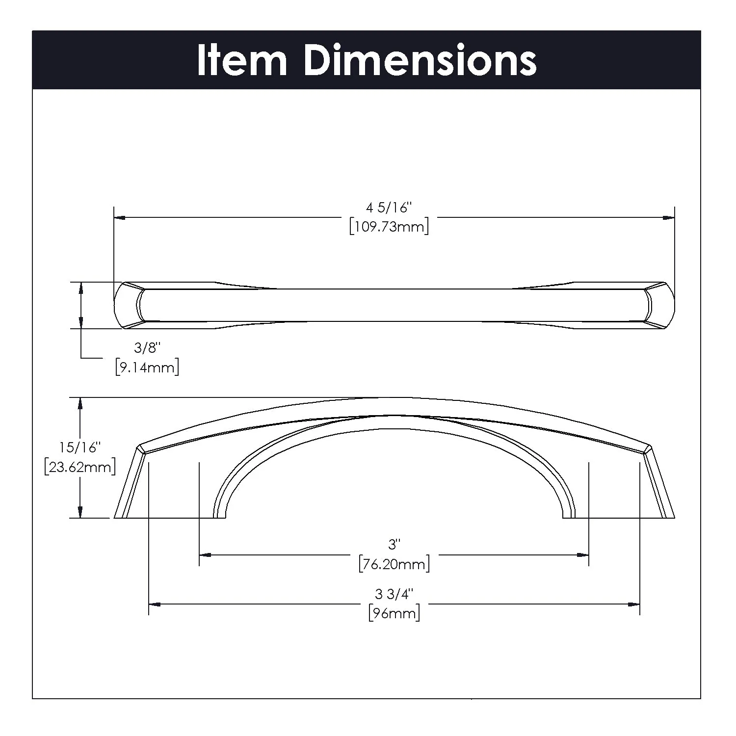 Greenwich Pull 3 Inch & 3-3/4 Inch (96mm) Center to Center Polished Nickel Finish - Image 2