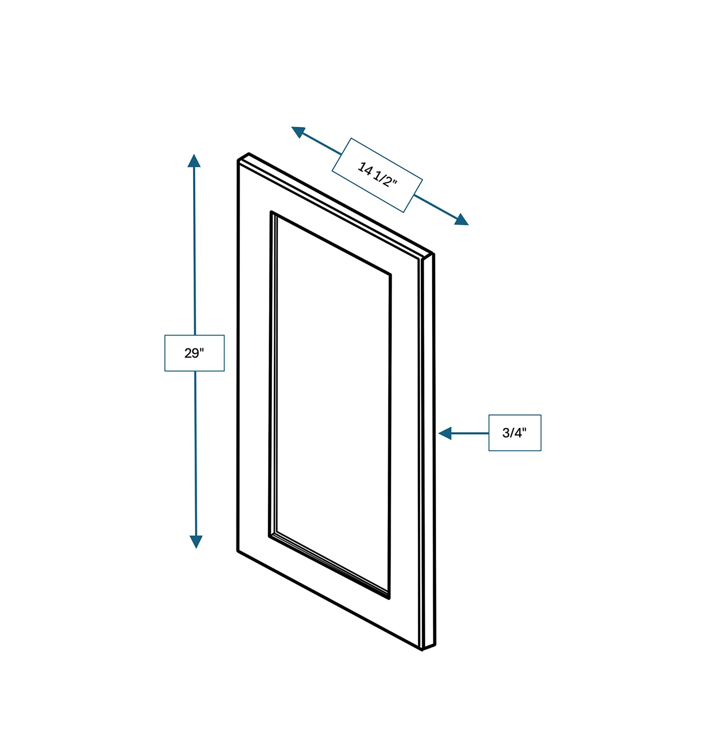 Hampton Pewter Clear Glass Door for 15 in. Wide x 12 in. Deep x 30 in. Tall - Wall Shaker Cabinet