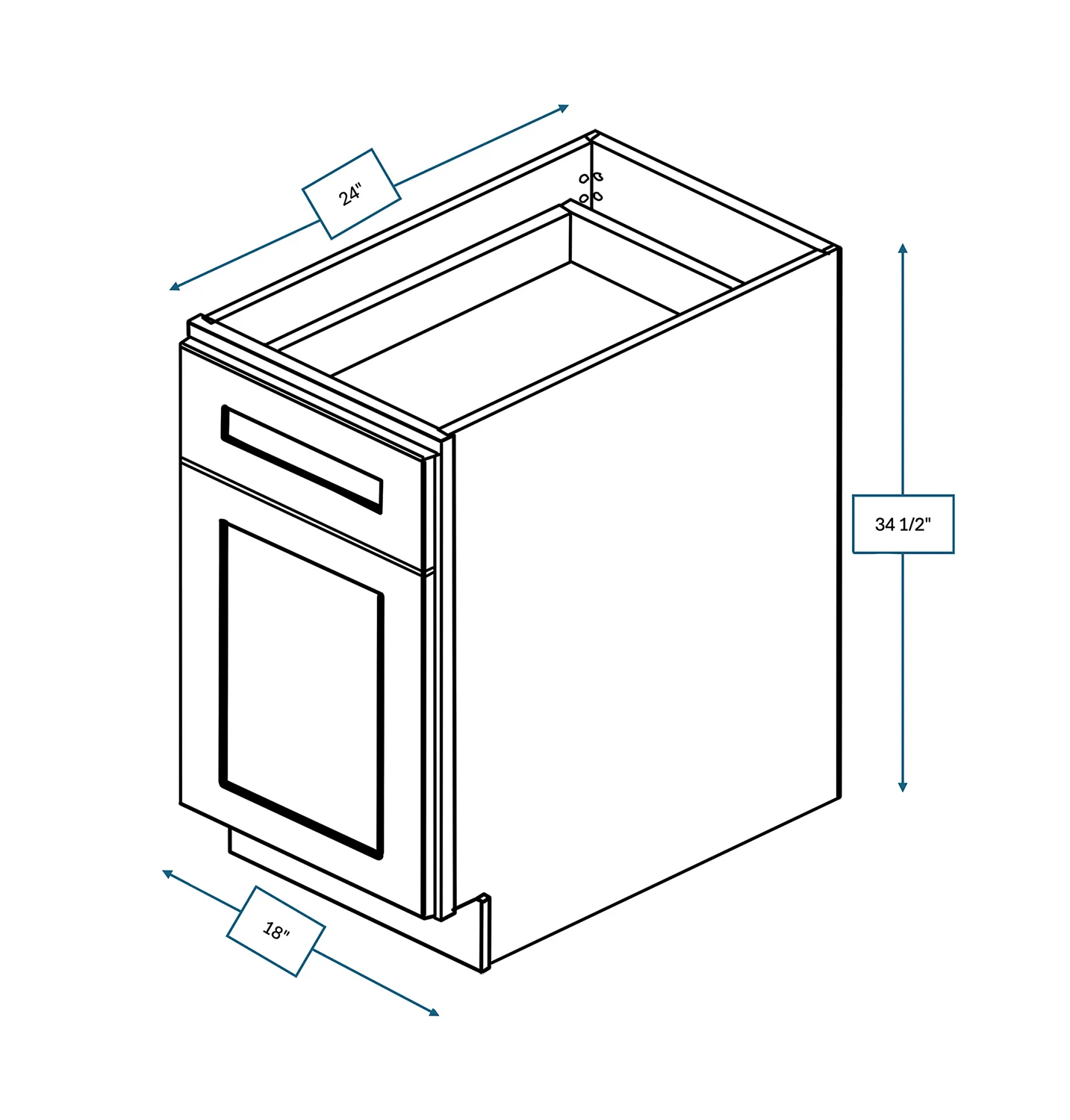 Hampton Pewter 18 in. Wide x 24 in. Deep x 34.5 in. Tall - Base Shaker Cabinet