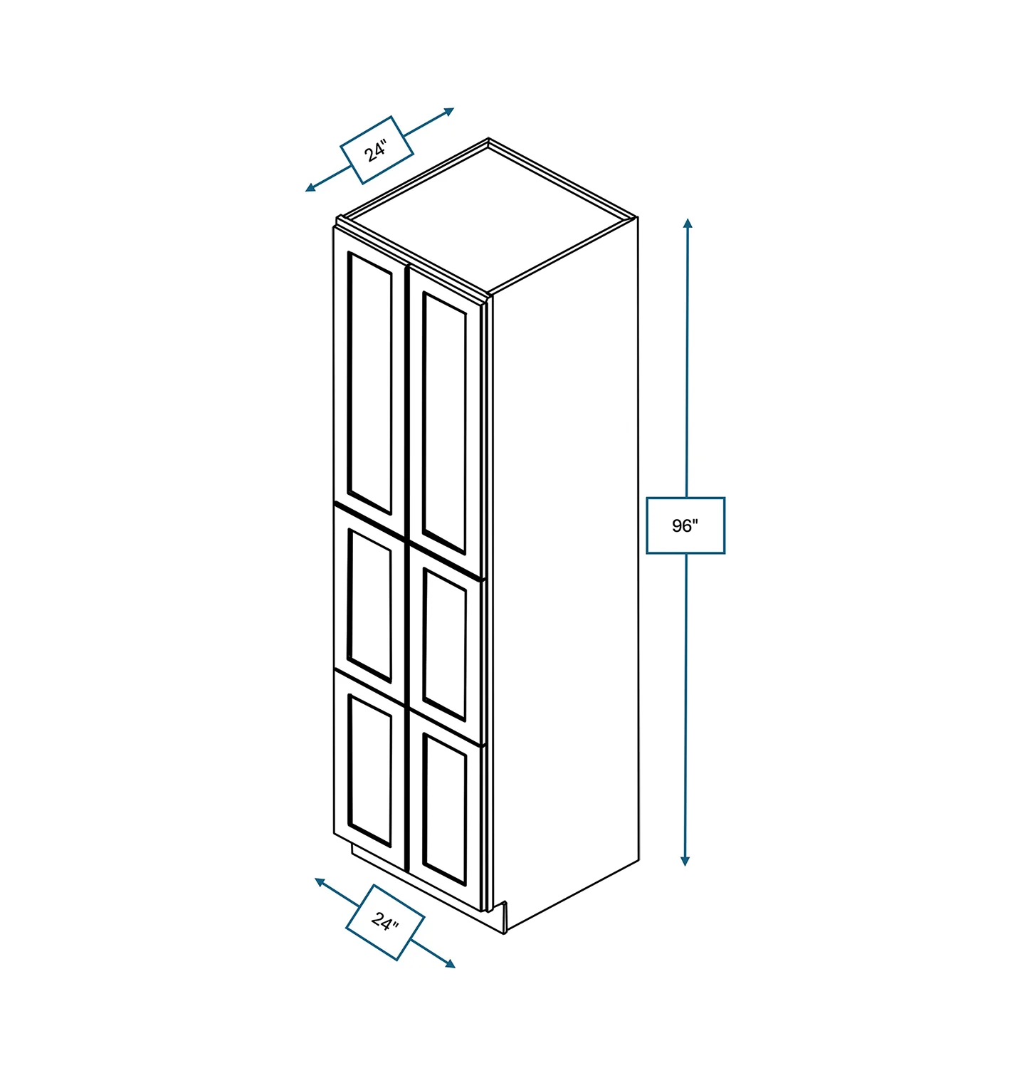 Hampton Pewter 24 in. Wide x 24 in. Deep x 96 in. Tall - Pantry Shaker Cabinet