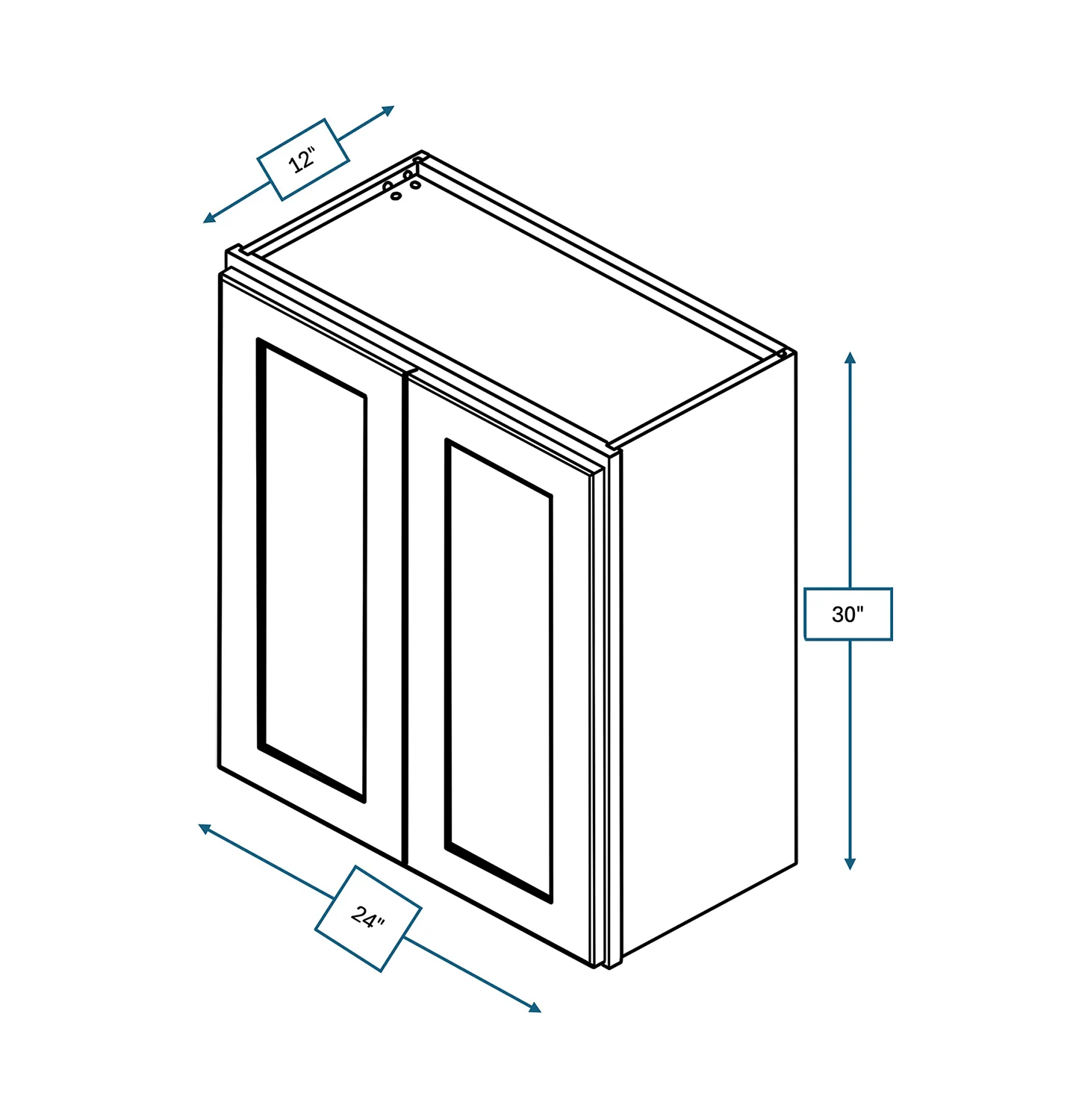 Hampton Pewter 24 in. Wide x 12 in. Deep x 30 in. Tall - Wall Shaker Cabinet