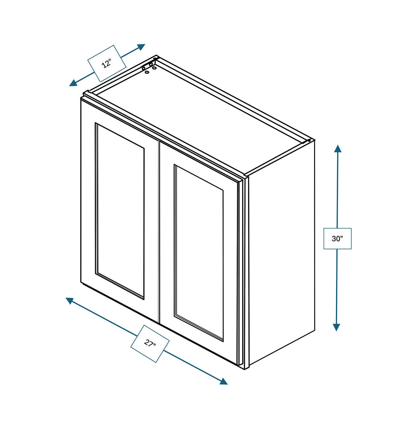 Hampton Pewter 27 in. Wide x 12 in. Deep x 30 in. Tall - Wall Shaker Cabinet