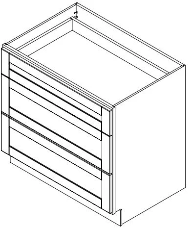 Hampton Pewter 36 in. Wide x 24 in. Deep x 34.5 in. Tall - 3-Drawer Base Shaker Cabinet - Image 2