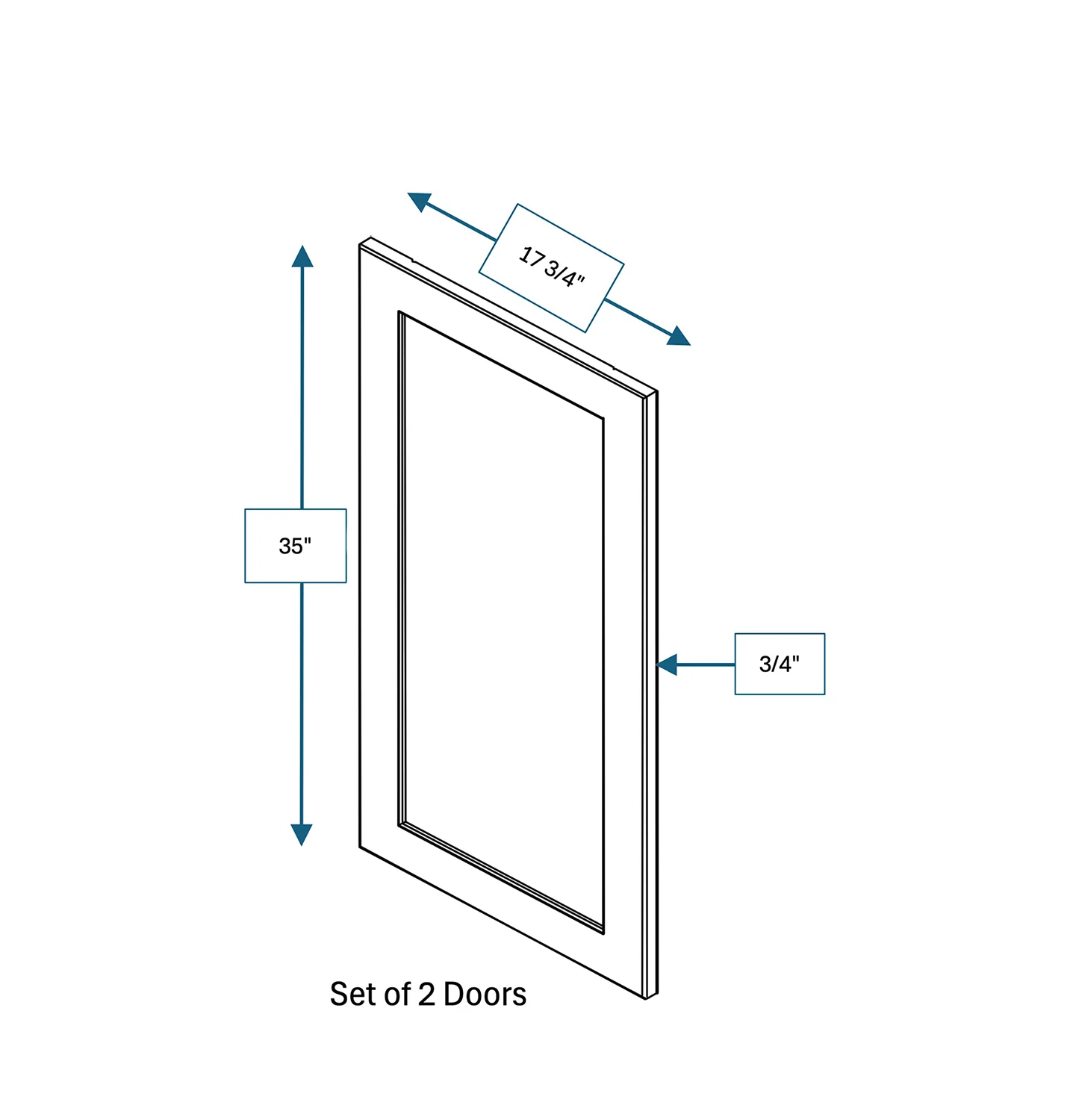 Hampton Pewter Clear Glass Door for 36 in. Wide x 12 in. Deep x 36 in. Tall - Wall Shaker Cabinet - 2 Pack