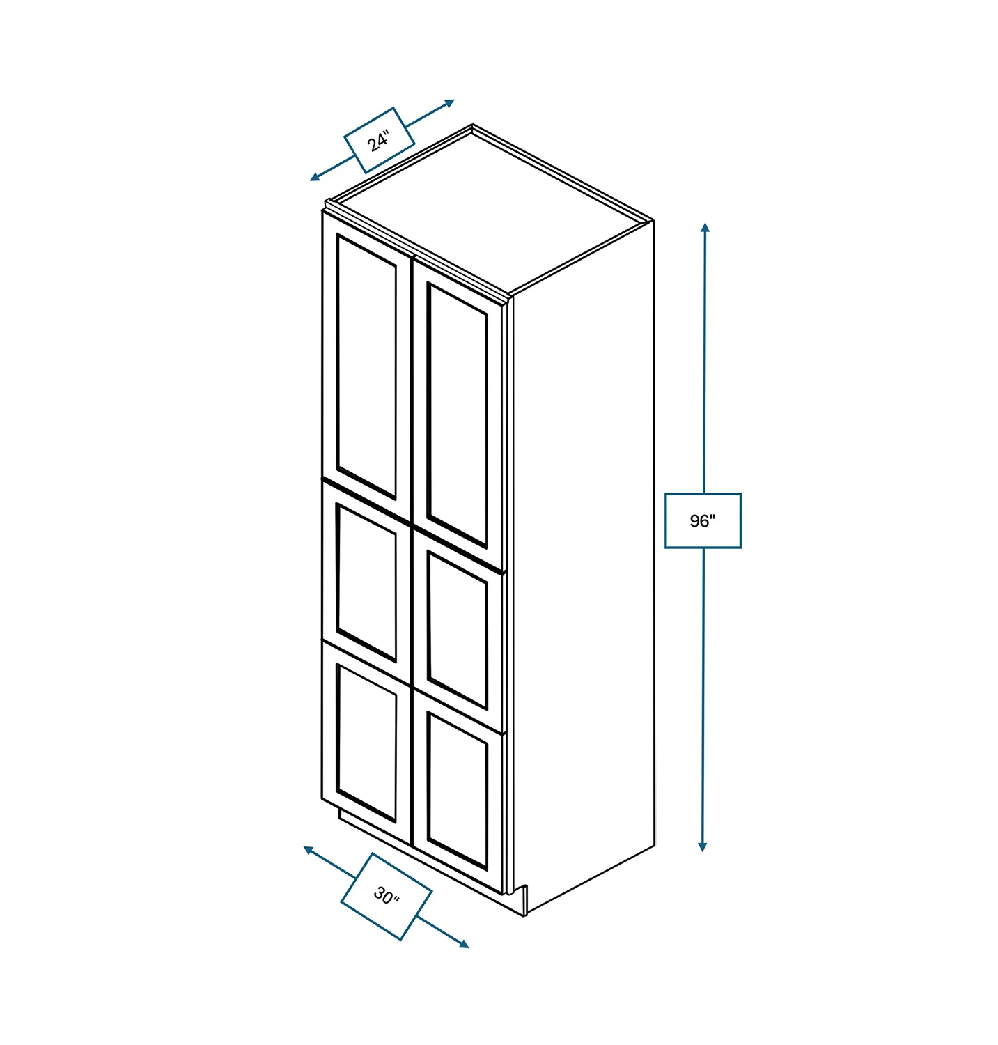 Hampton Pewter 30 in. Wide x 24 in. Deep x 96 in. Tall - Pantry Shaker Cabinet