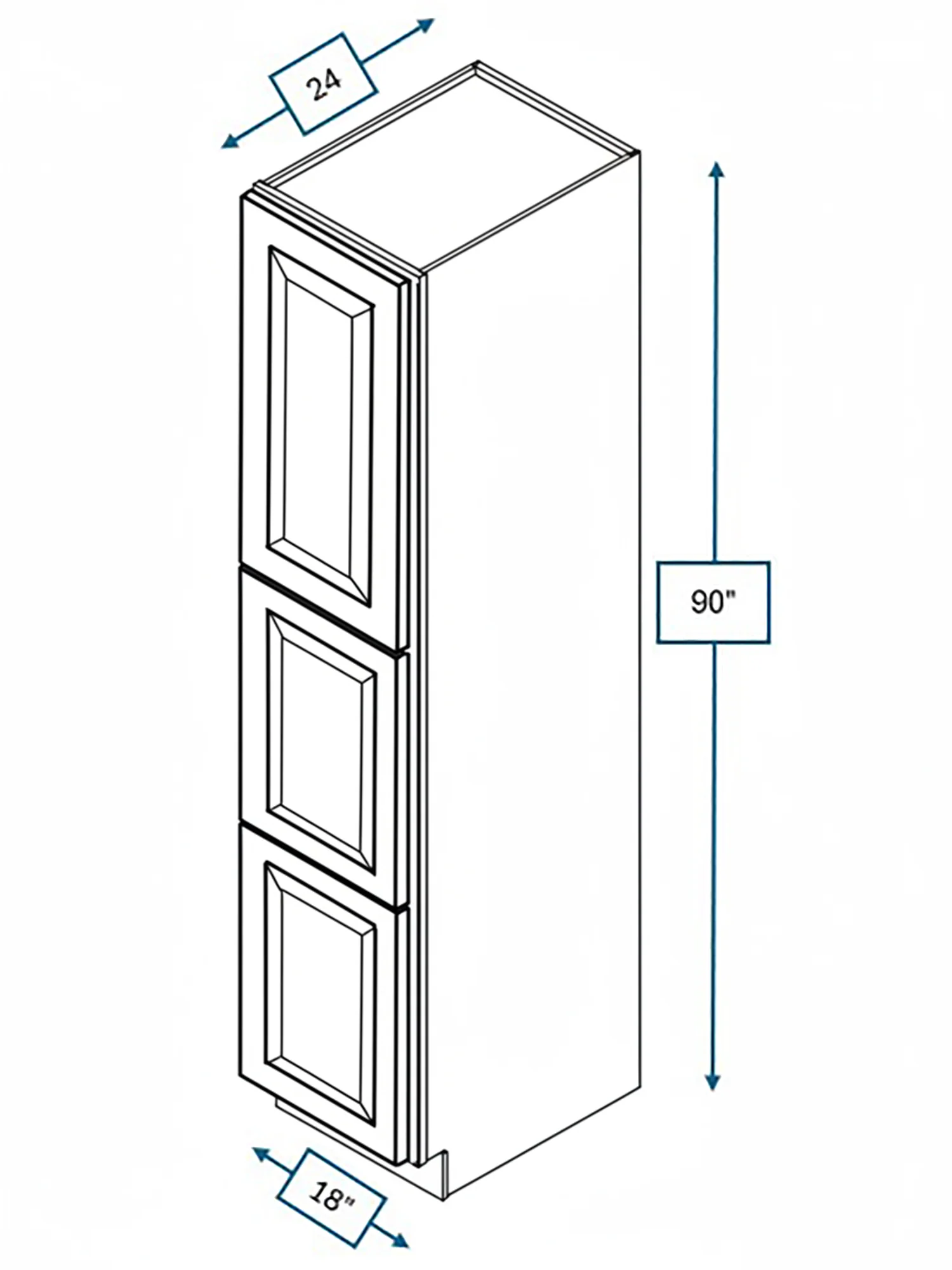 Harbour Town White Bevel Shaker 18 in. x 24 in. x 90 in. Pantry Cabinet