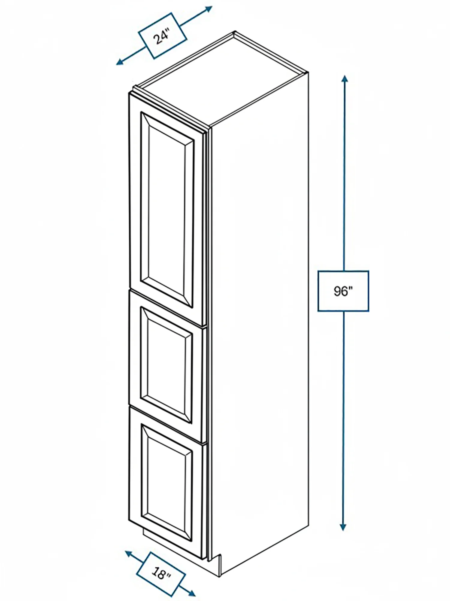 Harbour Town White Bevel Shaker 18 in. x 24 in. x 96 in. Pantry Cabinet