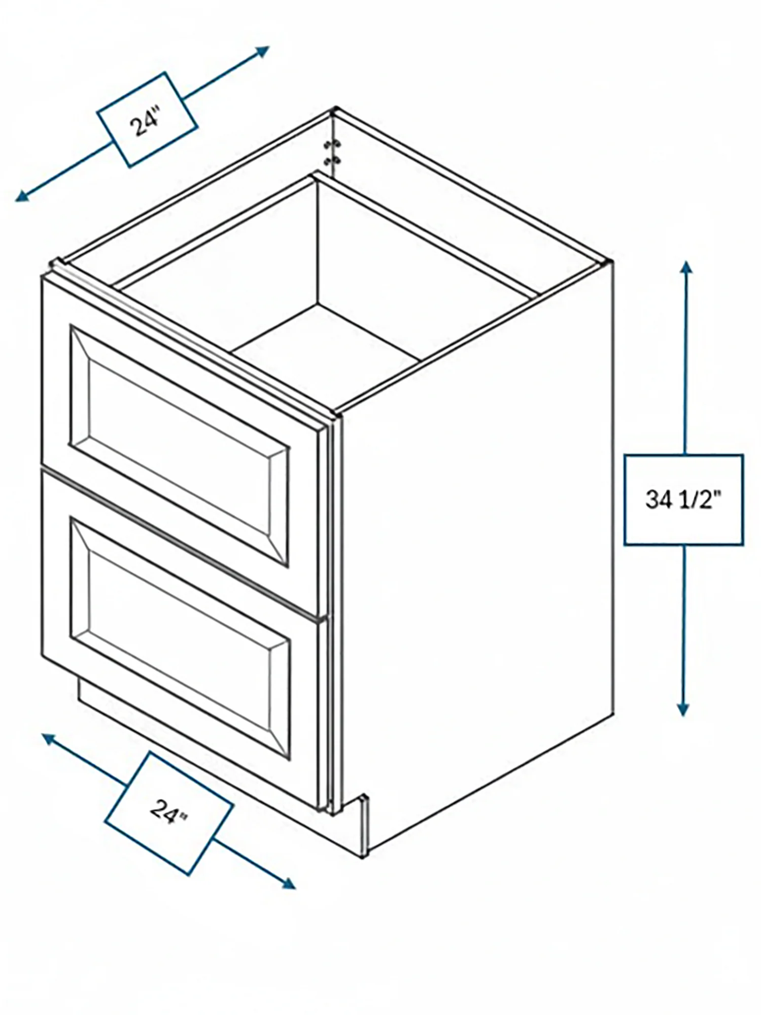 Harbour Town White Bevel Shaker 24 in. 2-Drawer Base Cabinet