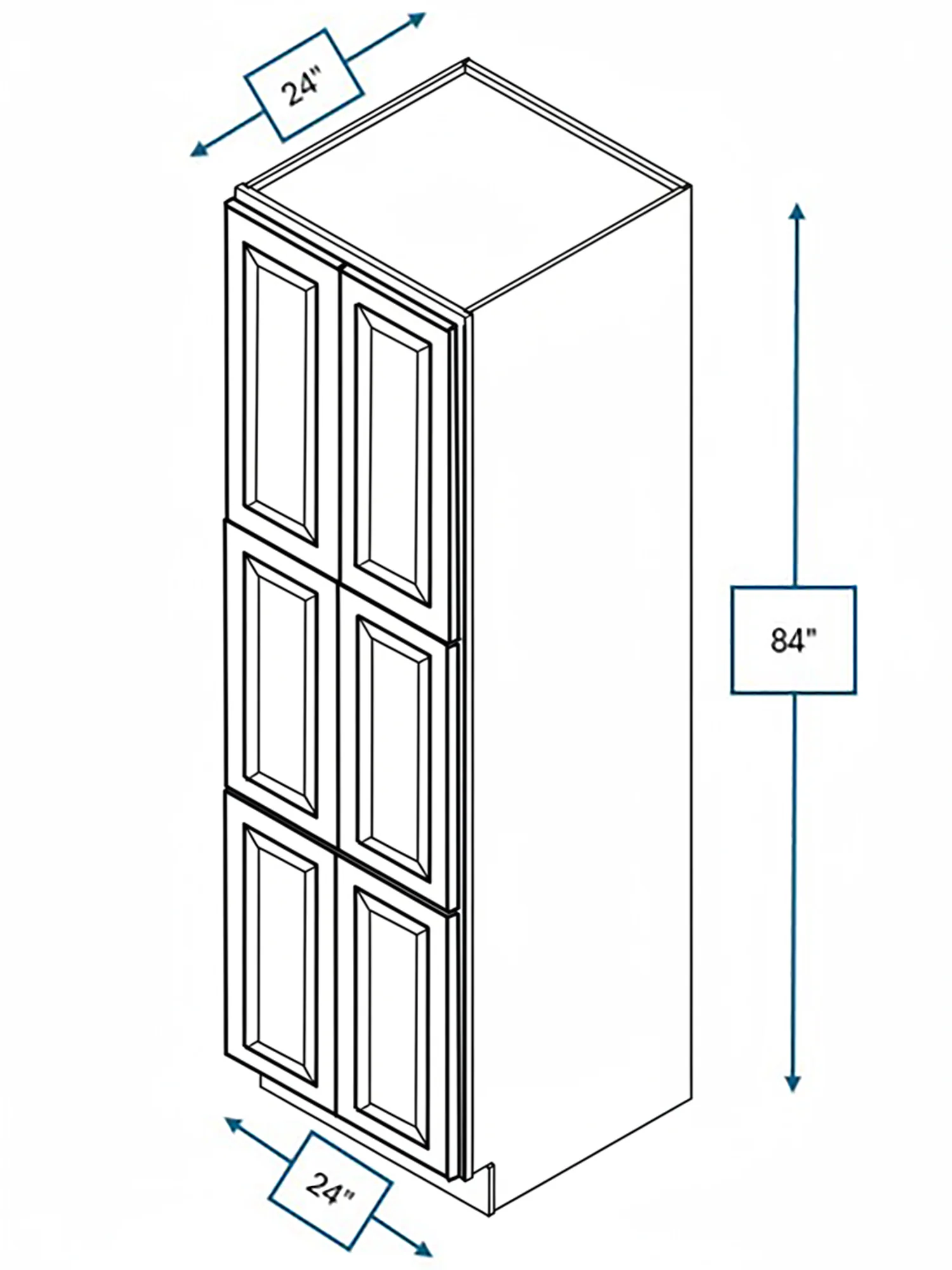 Harbour Town White Bevel Shaker 24 in. x 24 in. x 84 in. Pantry Cabinet