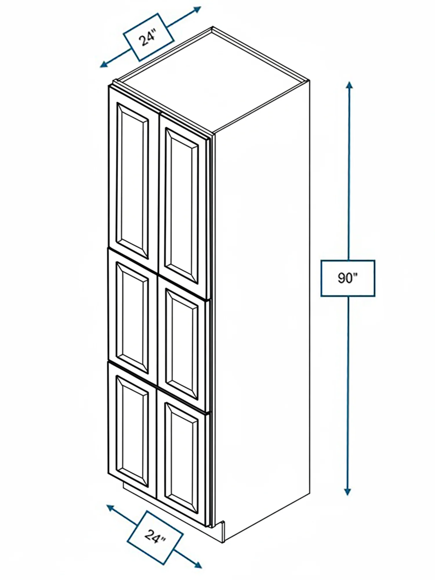 Harbour Town White Bevel Shaker 24 in. x 24 in. x 90 in. Pantry Cabinet