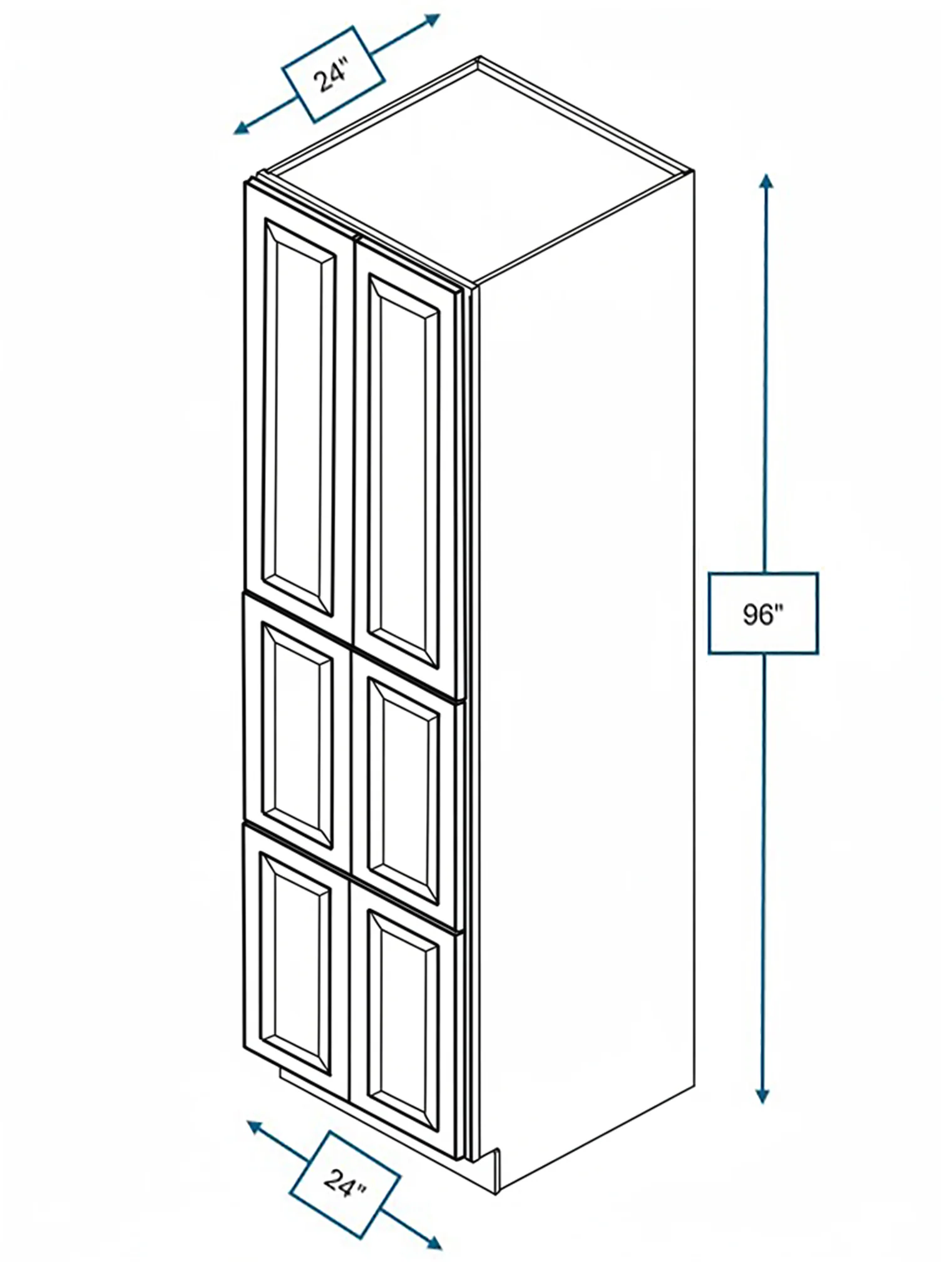 Harbour Town White Bevel Shaker 24 in. x 24 in. x 96 in. Pantry Cabinet