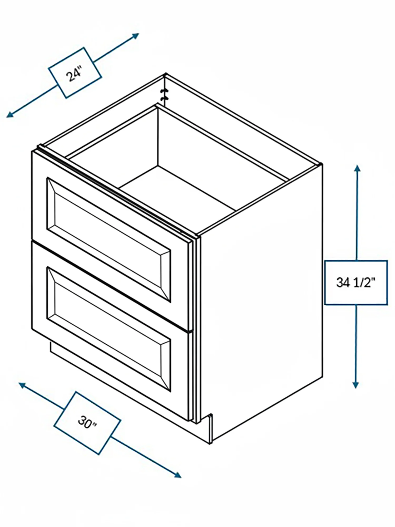 Harbour Town White Bevel Shaker 30 in. 2-Drawer Base Cabinet