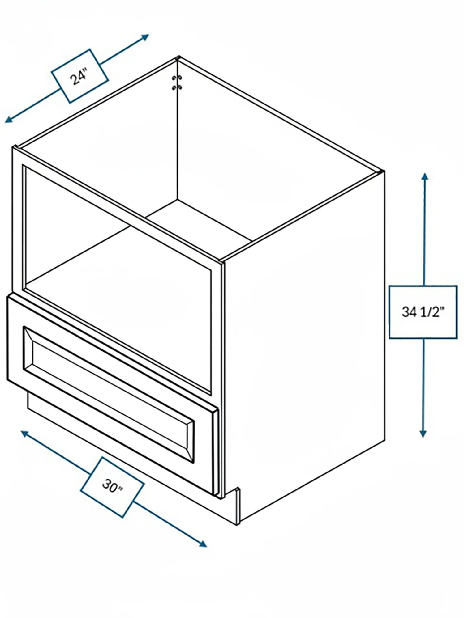 Harbour Town White Bevel Shaker 30 in. Microwave Base Cabinet