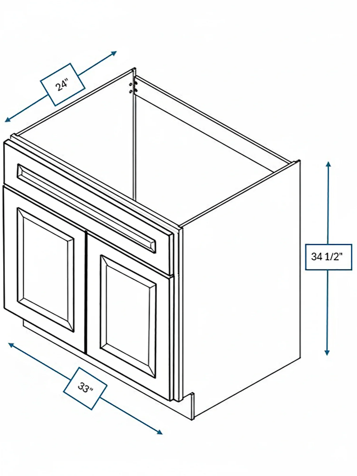 Harbour Town White Bevel Shaker 33 in. Sink Base Cabinet