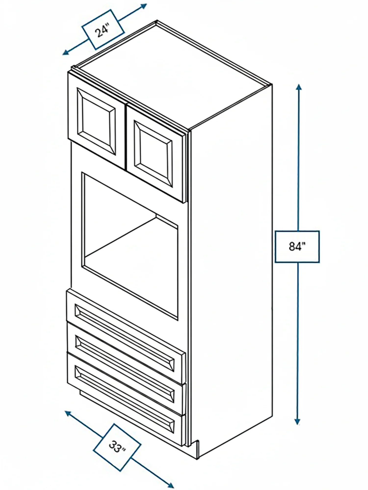 Harbour Town White Bevel Shaker 33 in. x 24 in. x 84 in. Double Oven Cabinet