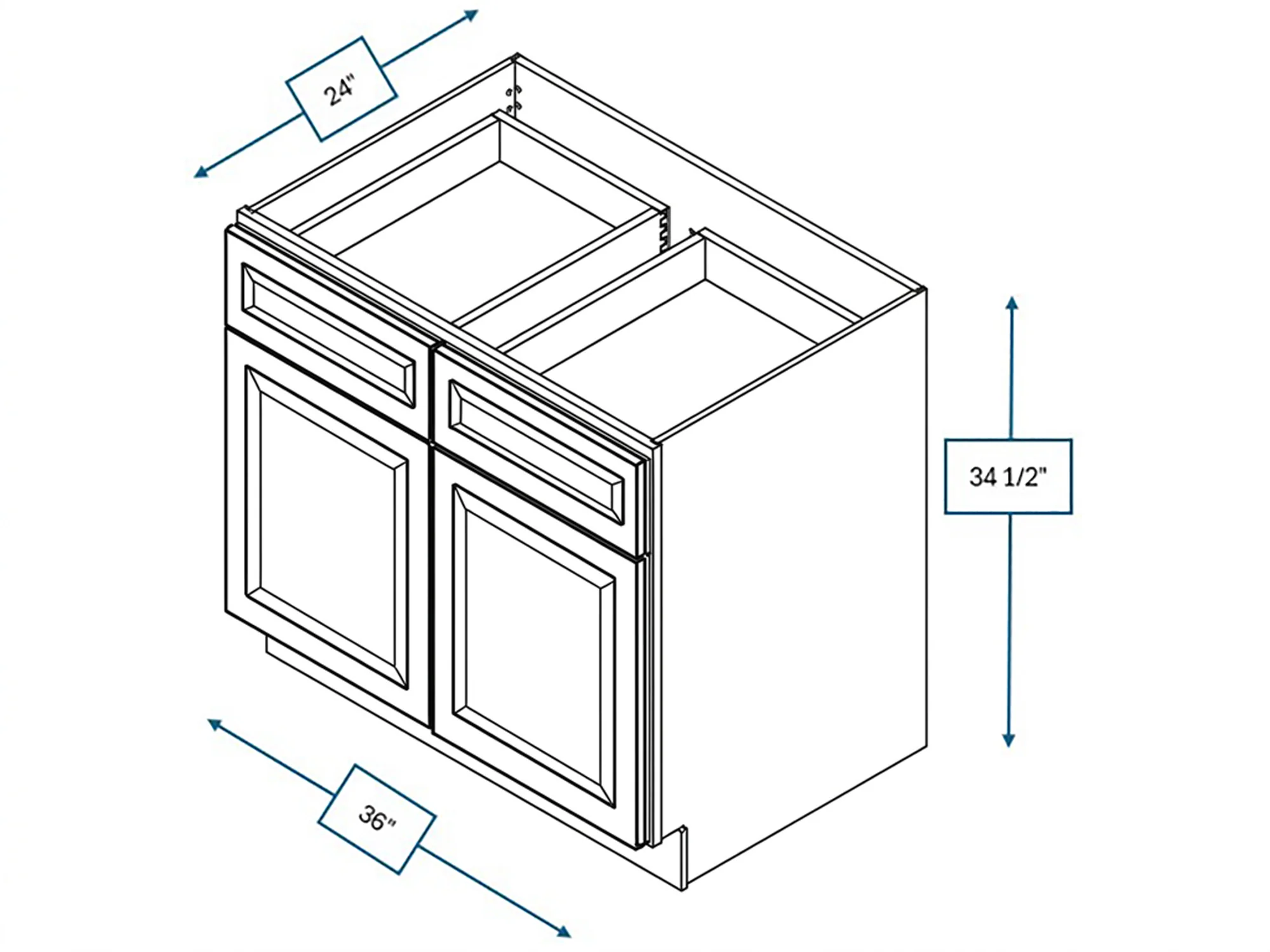 Harbour Town White Bevel Shaker 36 in. Base Cabinet