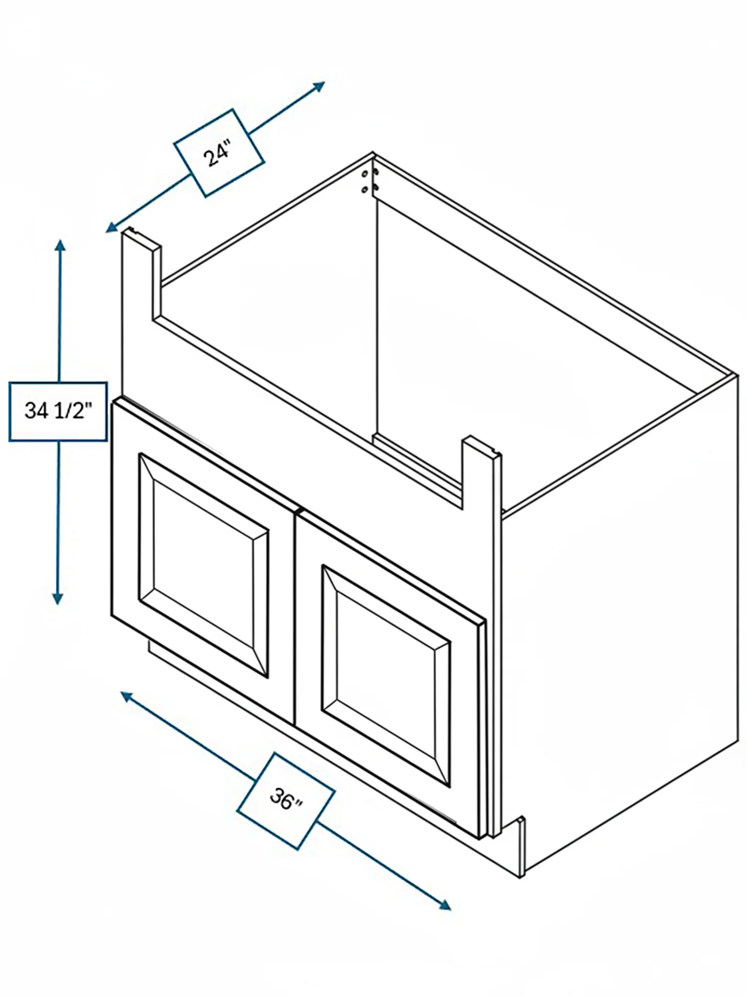 Harbour Town White Bevel Shaker 36 in. Farm Sink Base Cabinet