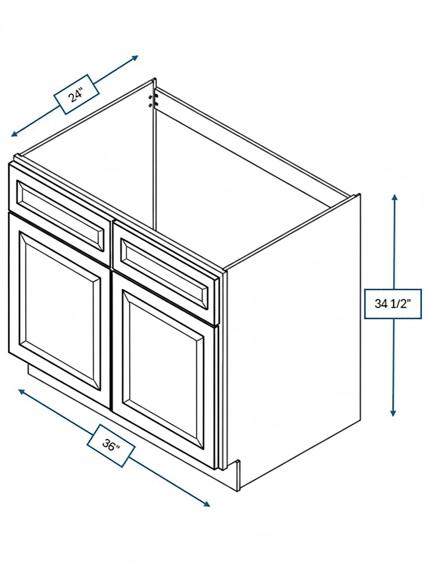 Harbour Town White Bevel Shaker 36 in. Sink Base Cabinet