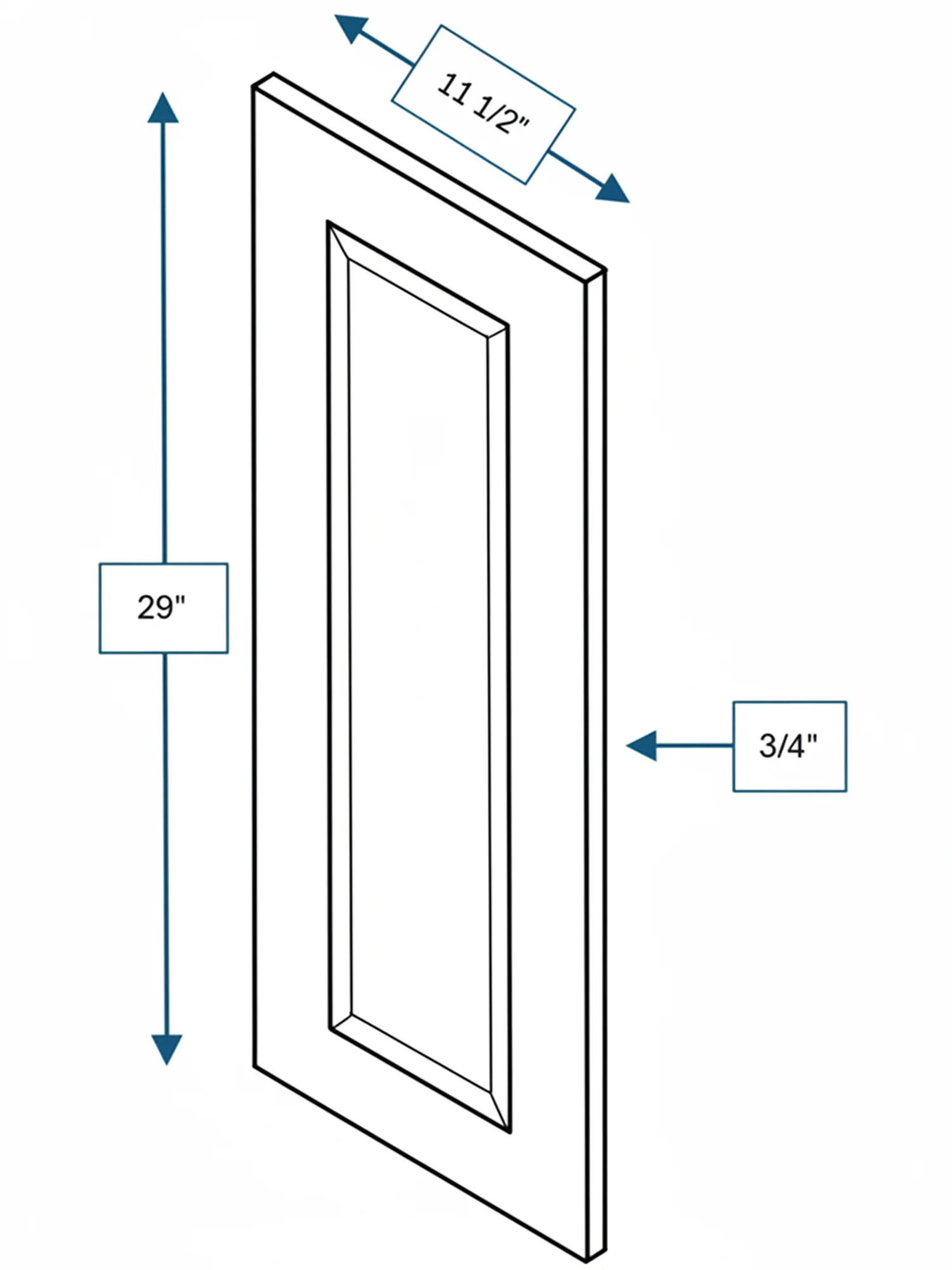Harbour Town White Bevel Shaker Clear Glass Door 12 in.x 30 in.