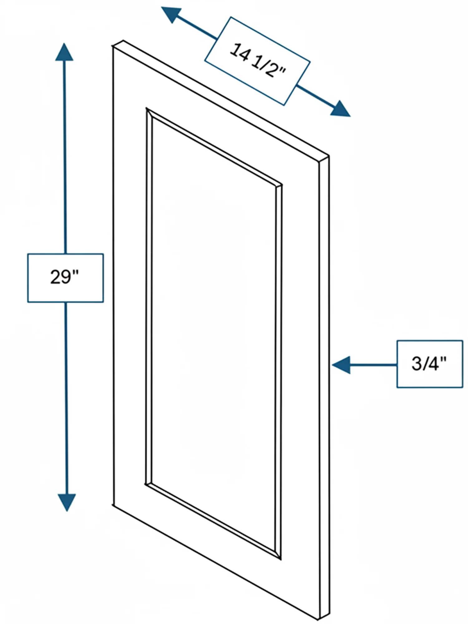 Harbour Town White Bevel Shaker Clear Glass Door 15 in. x 30 in.