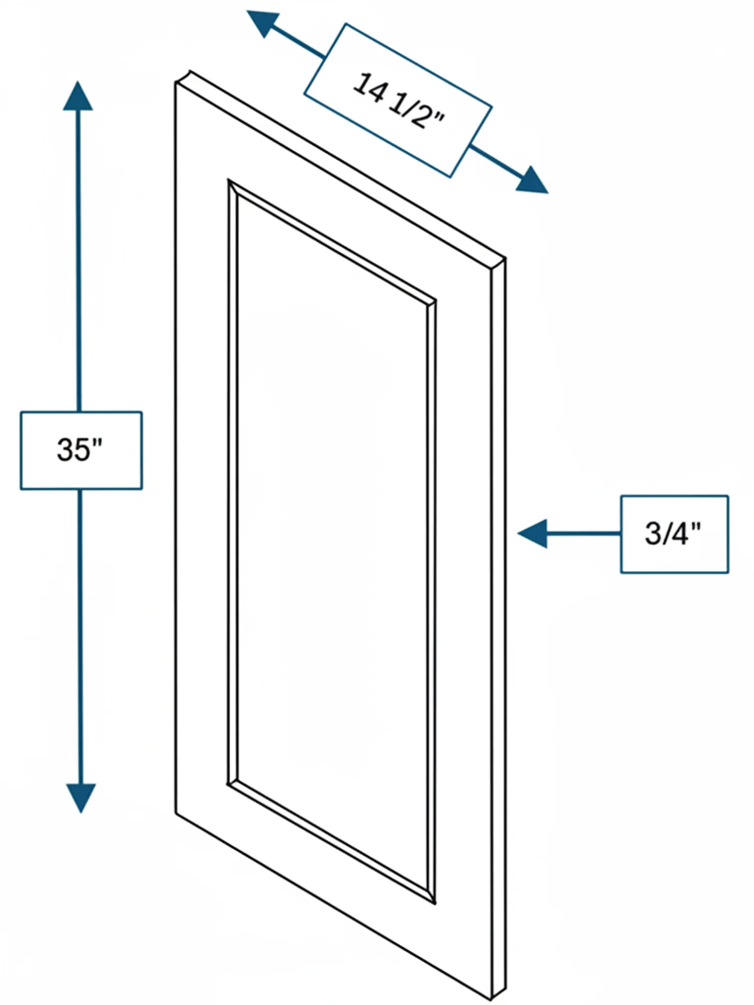 Harbour Town White Bevel Shaker Clear Glass Door 15 in. x 36 in.
